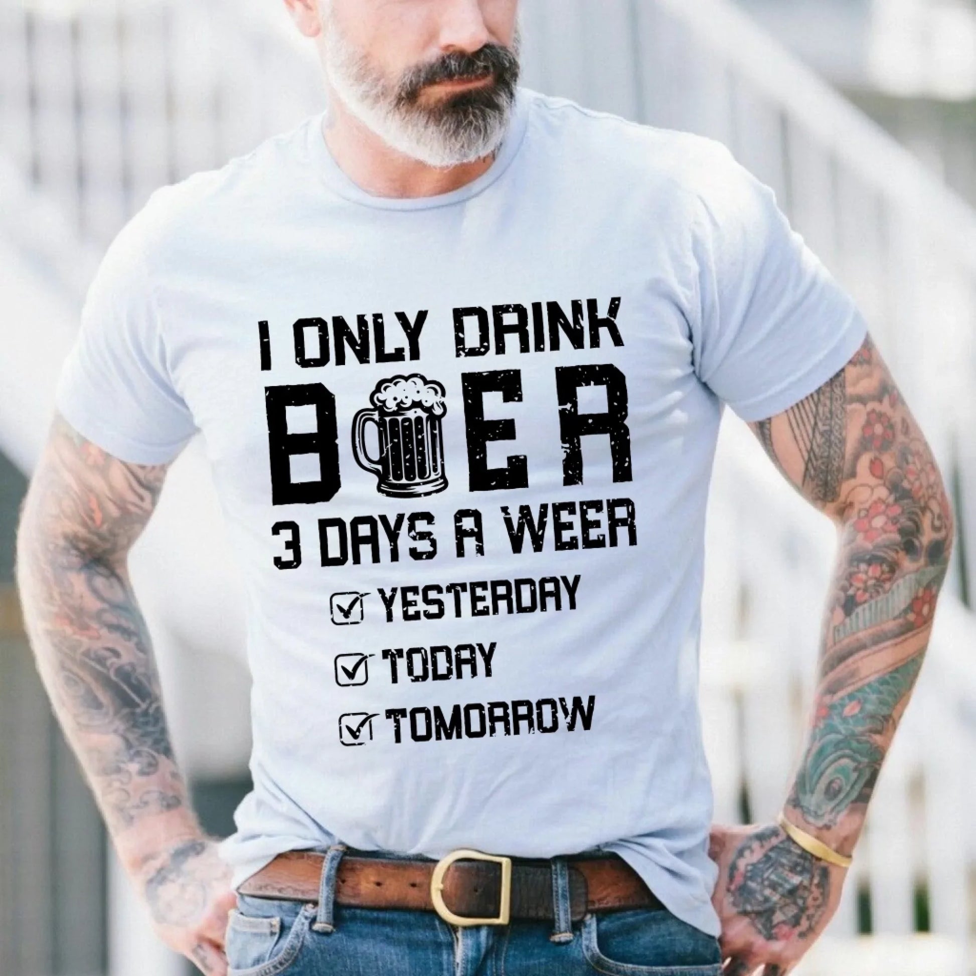 Funny Beer Shirt for Men – I Only Drink Beer 3 Days a Week – Oktoberfest Drinking Tee Hoodie, Sweatshirt (Image 1)