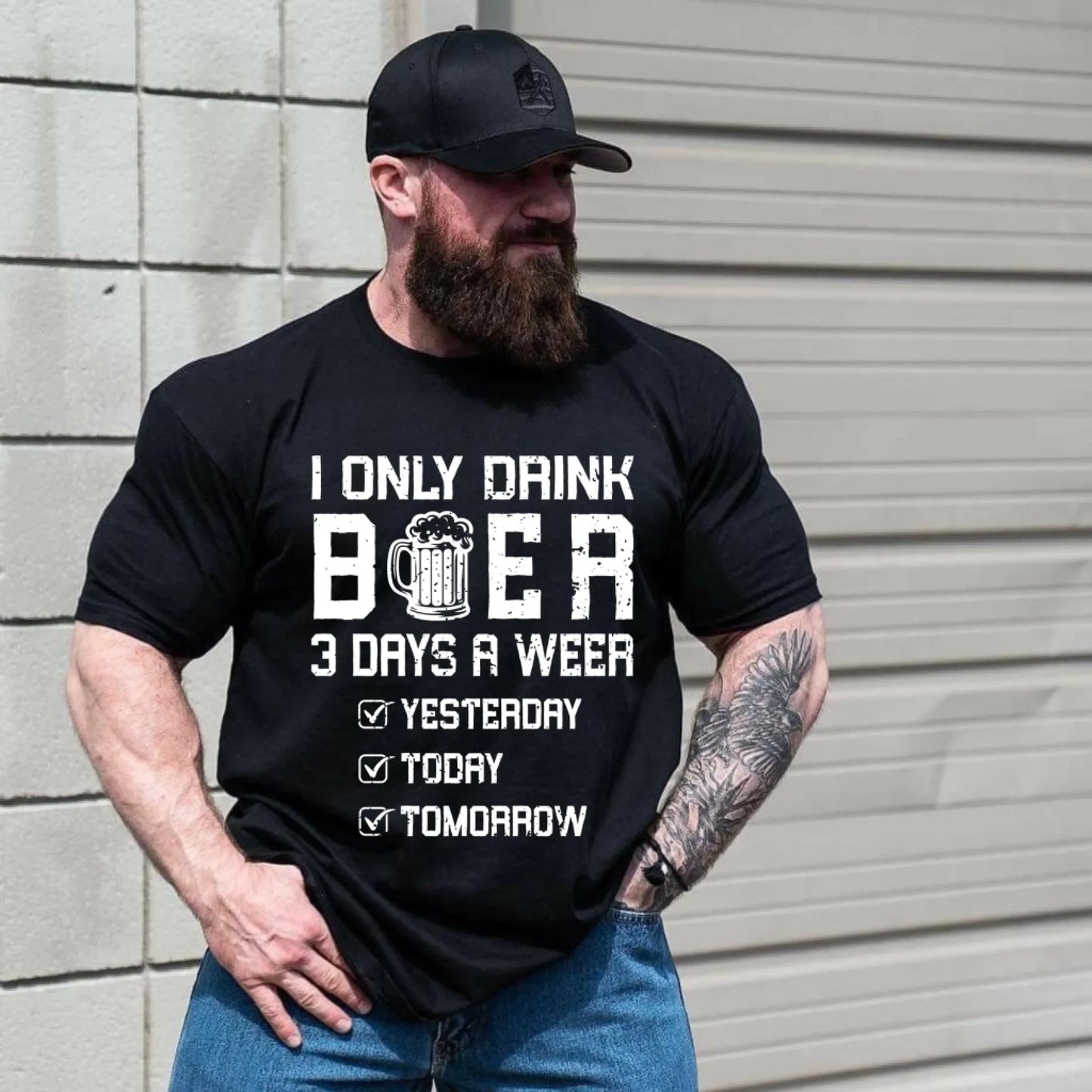 Funny Beer Shirt for Men – I Only Drink Beer 3 Days a Week – Oktoberfest Drinking Tee Hoodie, Sweatshirt (Image 2)