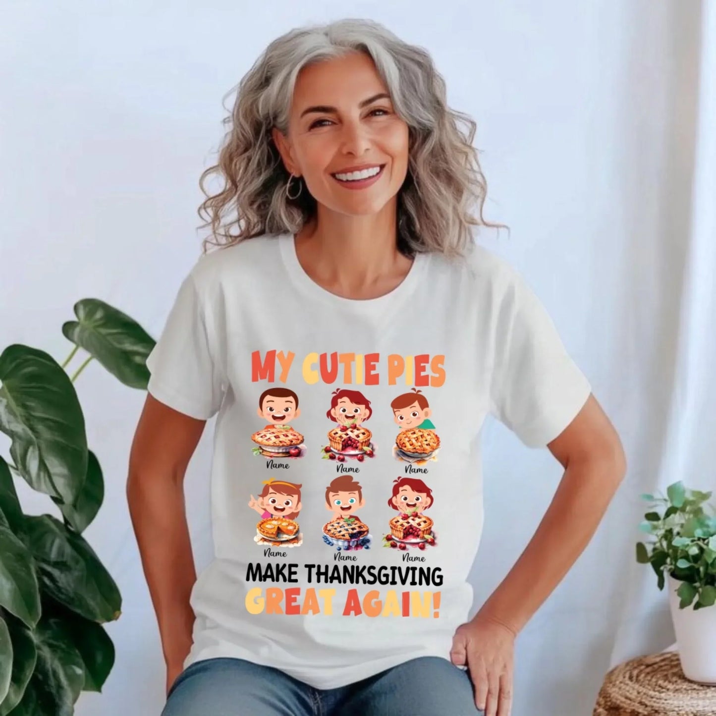 Personalized Thanksgiving Shirt – My Cute Pies – Custom Names & Characters for Family Hoodie, Sweatshirt (Image 1)
