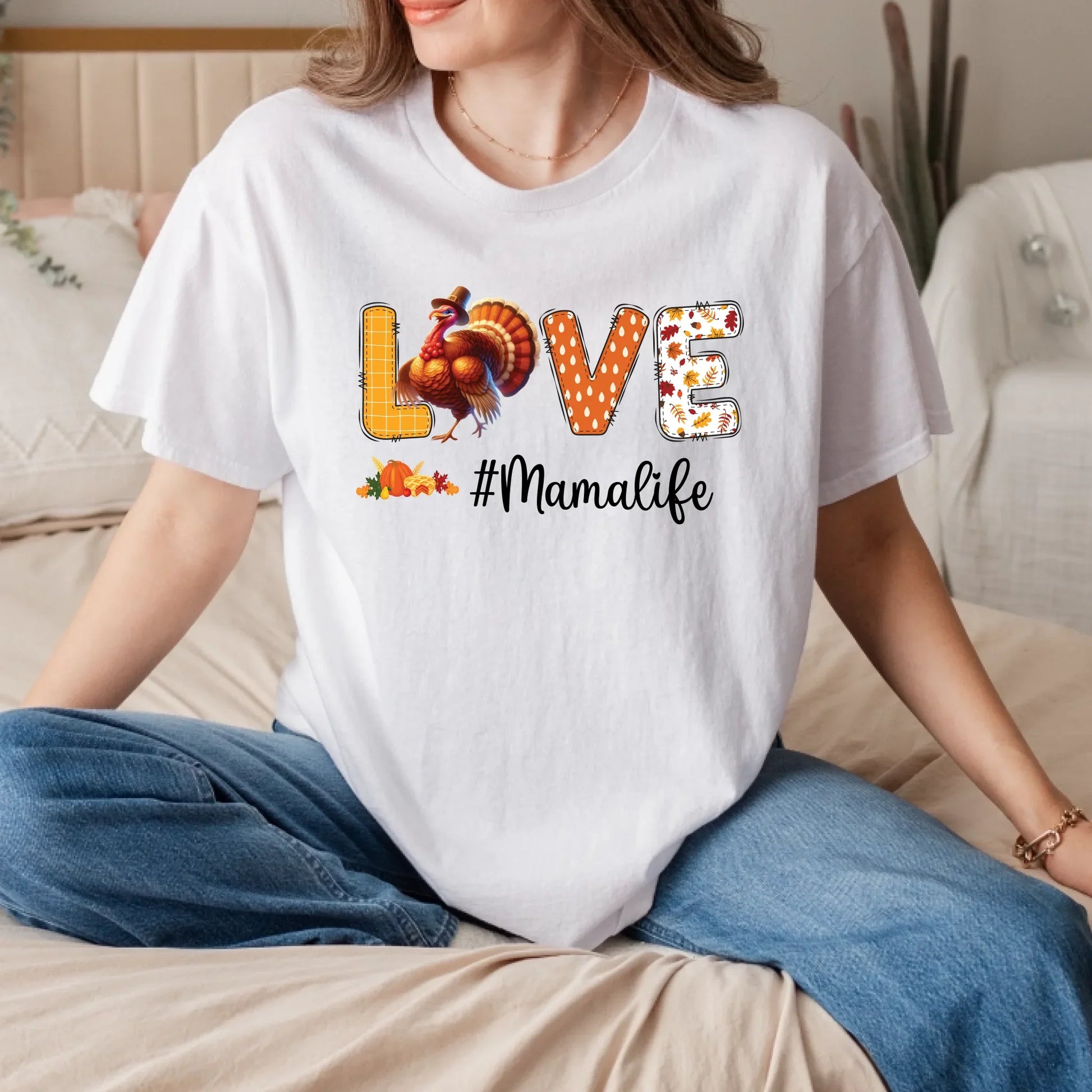 Personalized Thanksgiving Grandma/Mama/Daddy Shirt – Custom Names Pumpkin LOVE Tee – #Grandmalife #Mamalife... (Image 1)