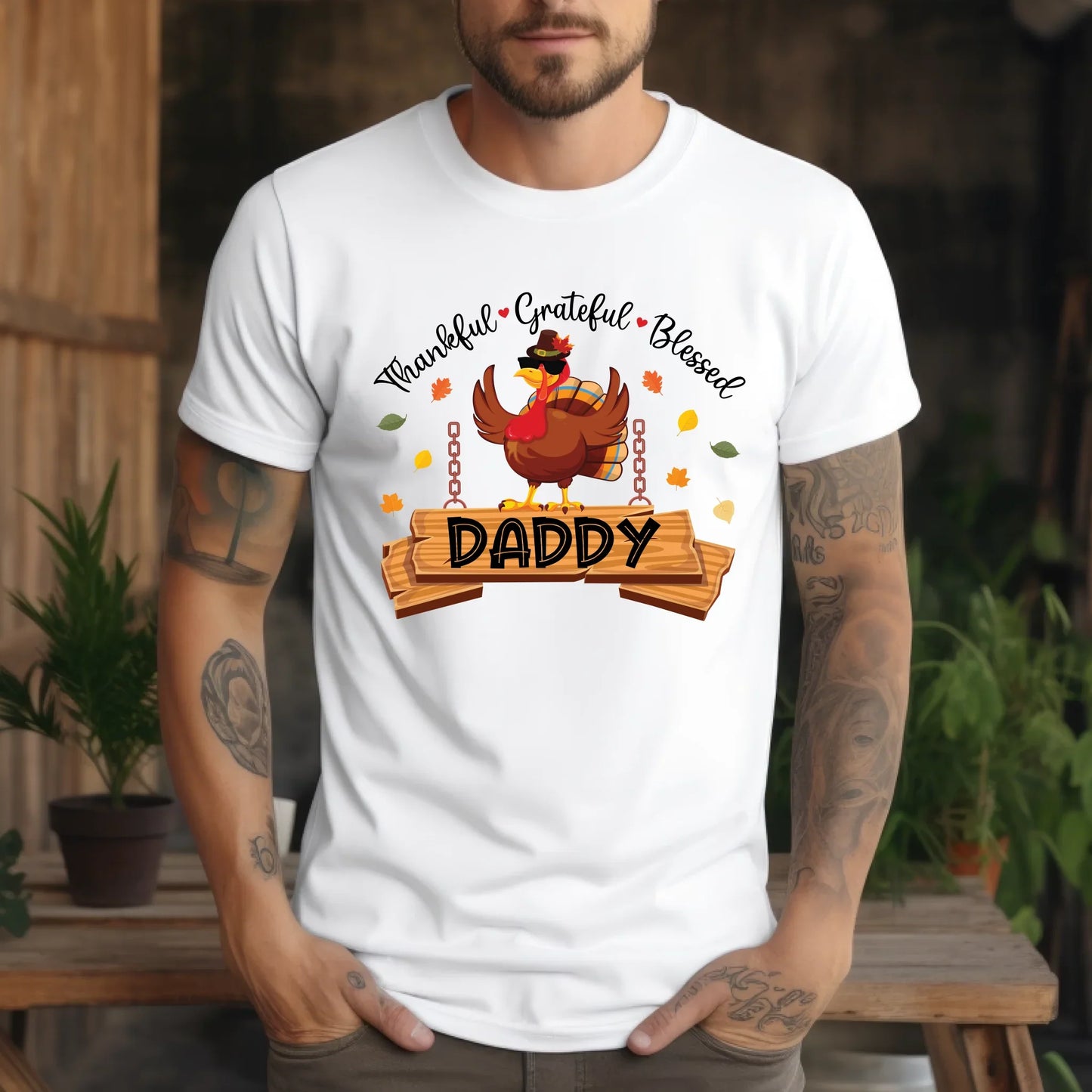 Personalized Thankful Grateful Blessed Grandma/Daddy/Mom Shirt – Custom Grandkids’ Names – Thanksgiving Gift... (Image 1)