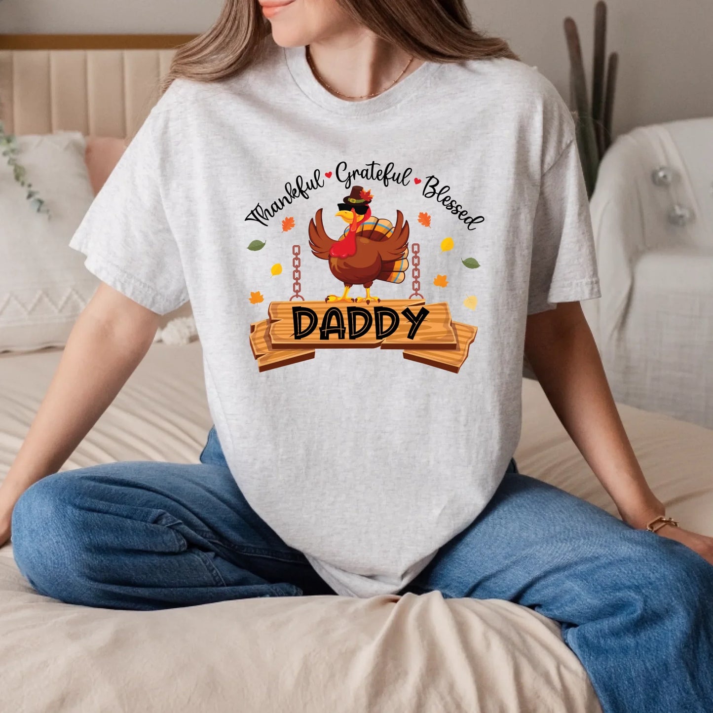 Personalized Thankful Grateful Blessed Grandma/Daddy/Mom Shirt – Custom Grandkids’ Names – Thanksgiving Gift... (Image 3)