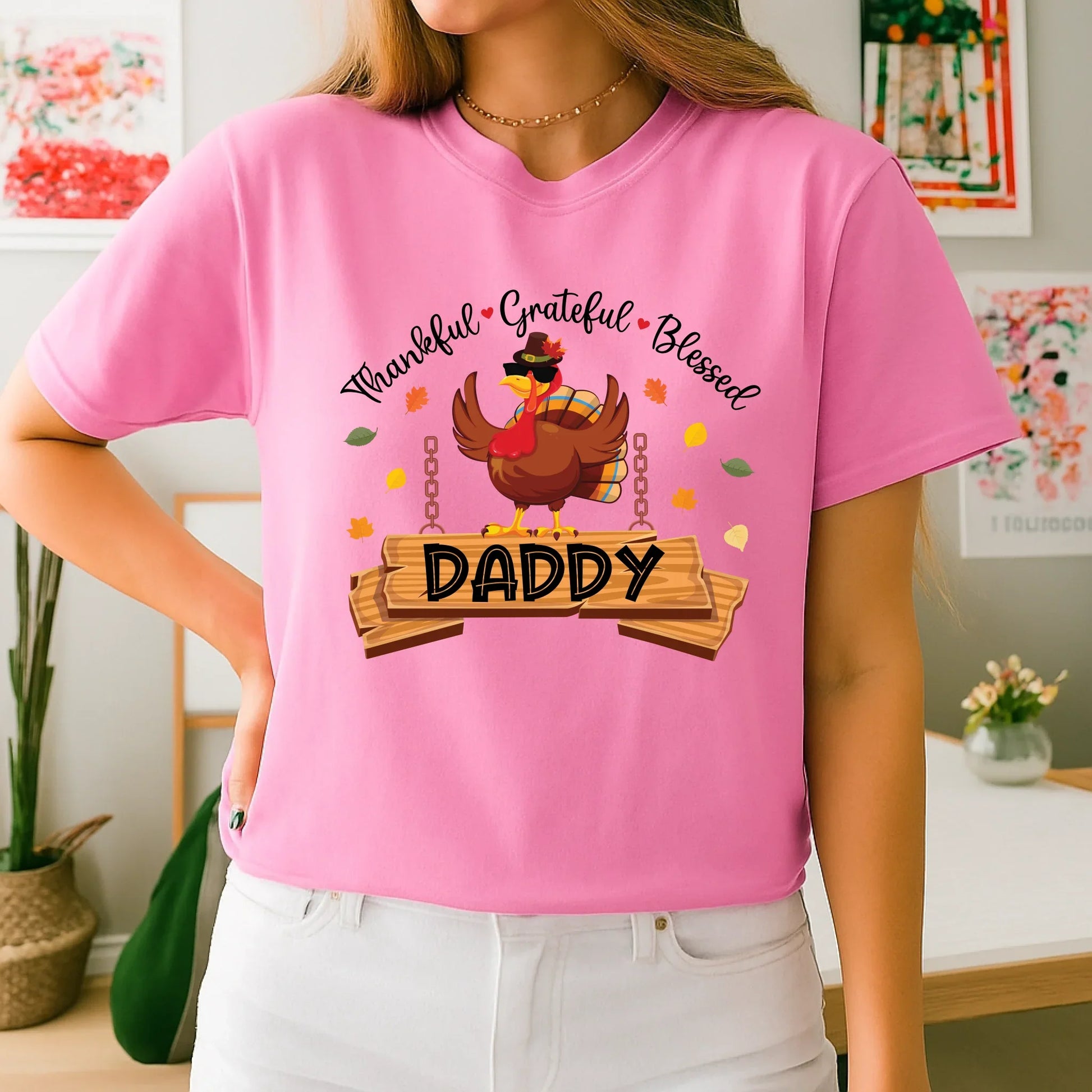 Personalized Thankful Grateful Blessed Grandma/Daddy/Mom Shirt – Custom Grandkids’ Names – Thanksgiving Gift... (Image 4)