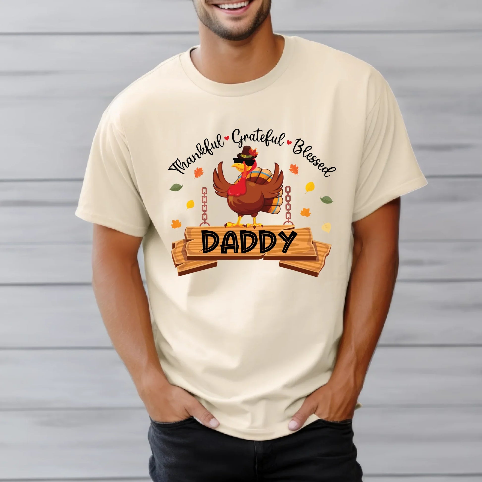 Personalized Thankful Grateful Blessed Grandma/Daddy/Mom Shirt – Custom Grandkids’ Names – Thanksgiving Gift... (Image 5)