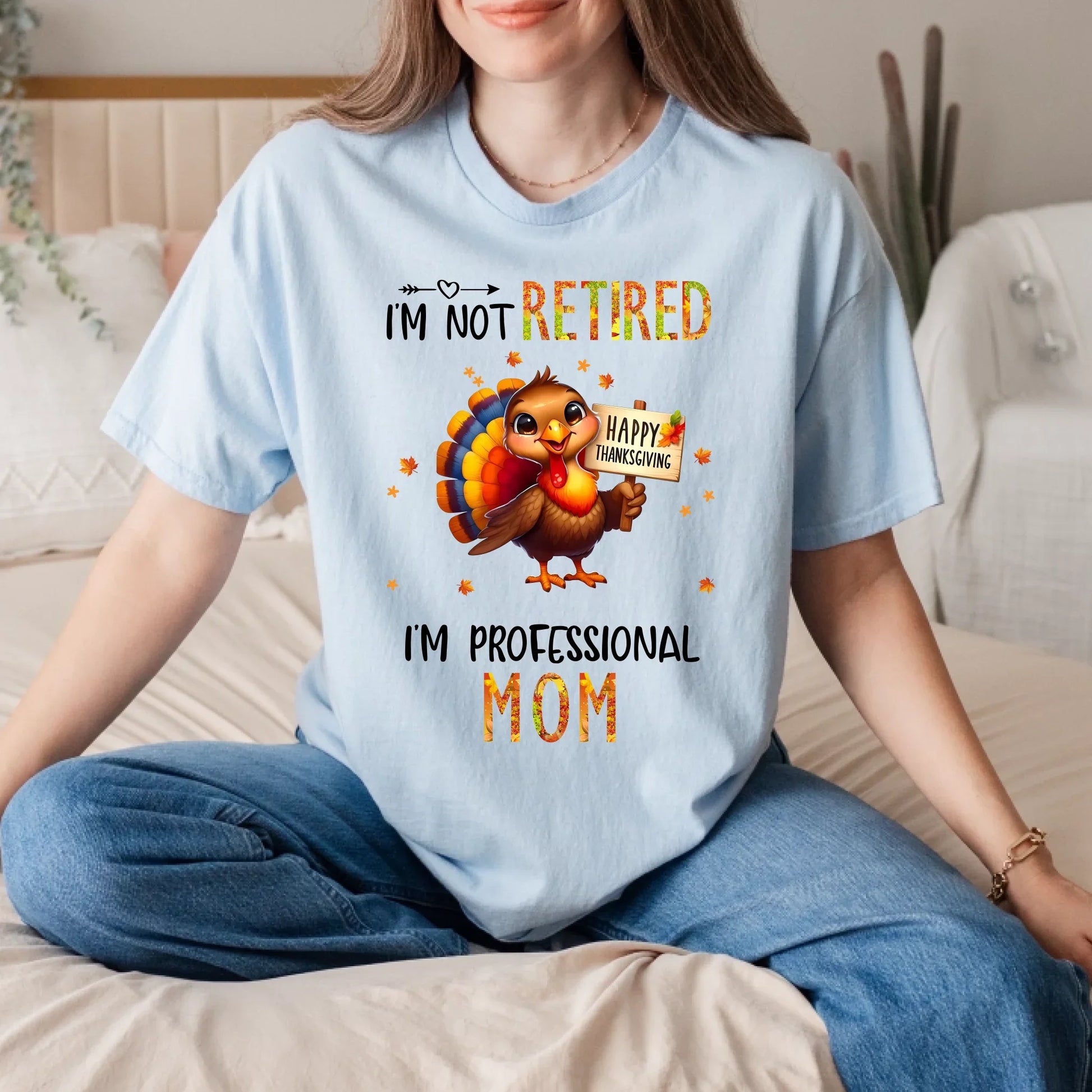 Personalized “I’m Not Retired, I’m a Professional Grandma/Mom” Thanksgiving Shirt – Custom Names & Cute Turkey... (Image 1)