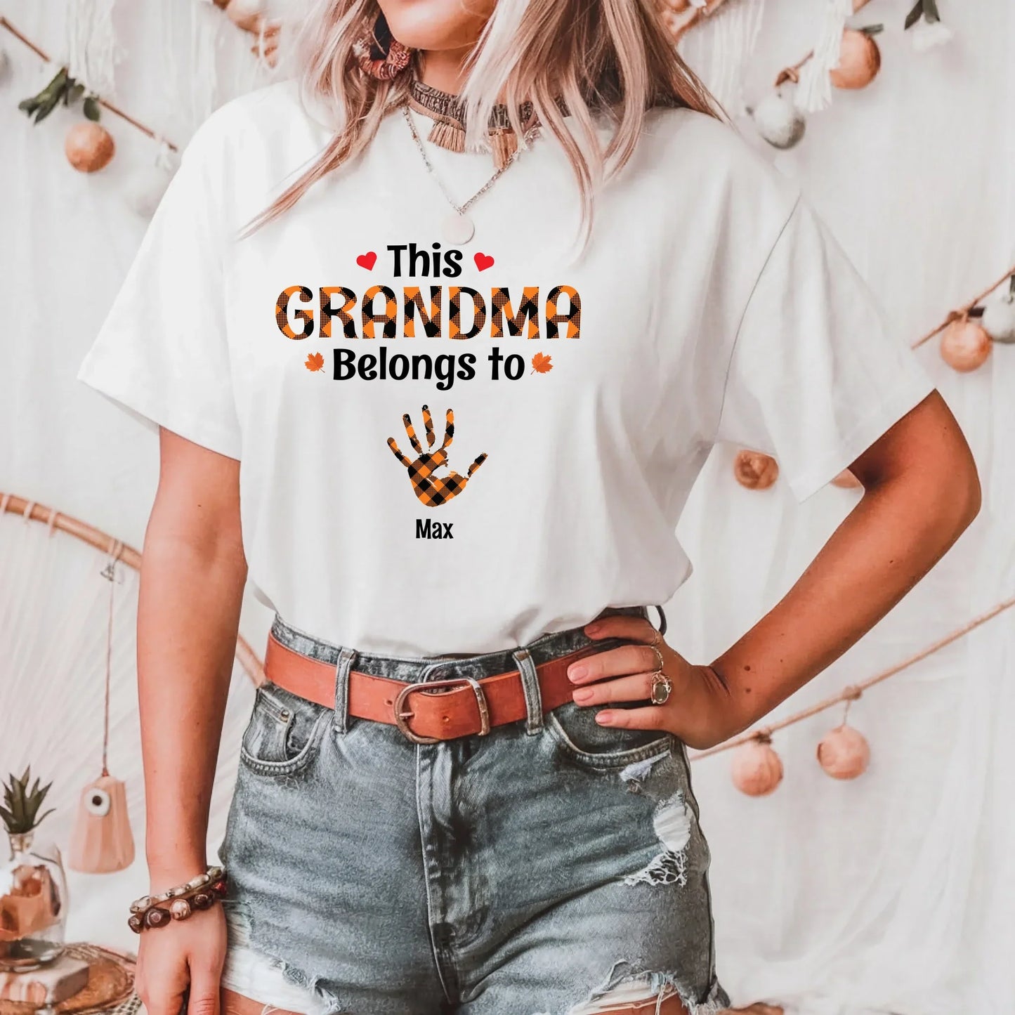 This Grandma/Nana Belongs To Shirt – Personalized Grandkids Names with Handprints Hoodie, Sweatshirt (Image 1)