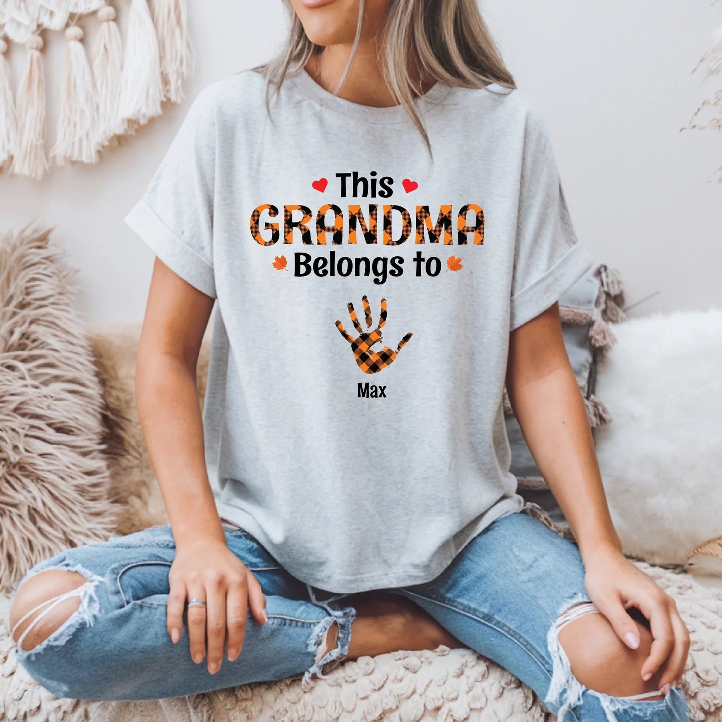 This Grandma/Nana Belongs To Shirt – Personalized Grandkids Names with Handprints Hoodie, Sweatshirt (Image 2)