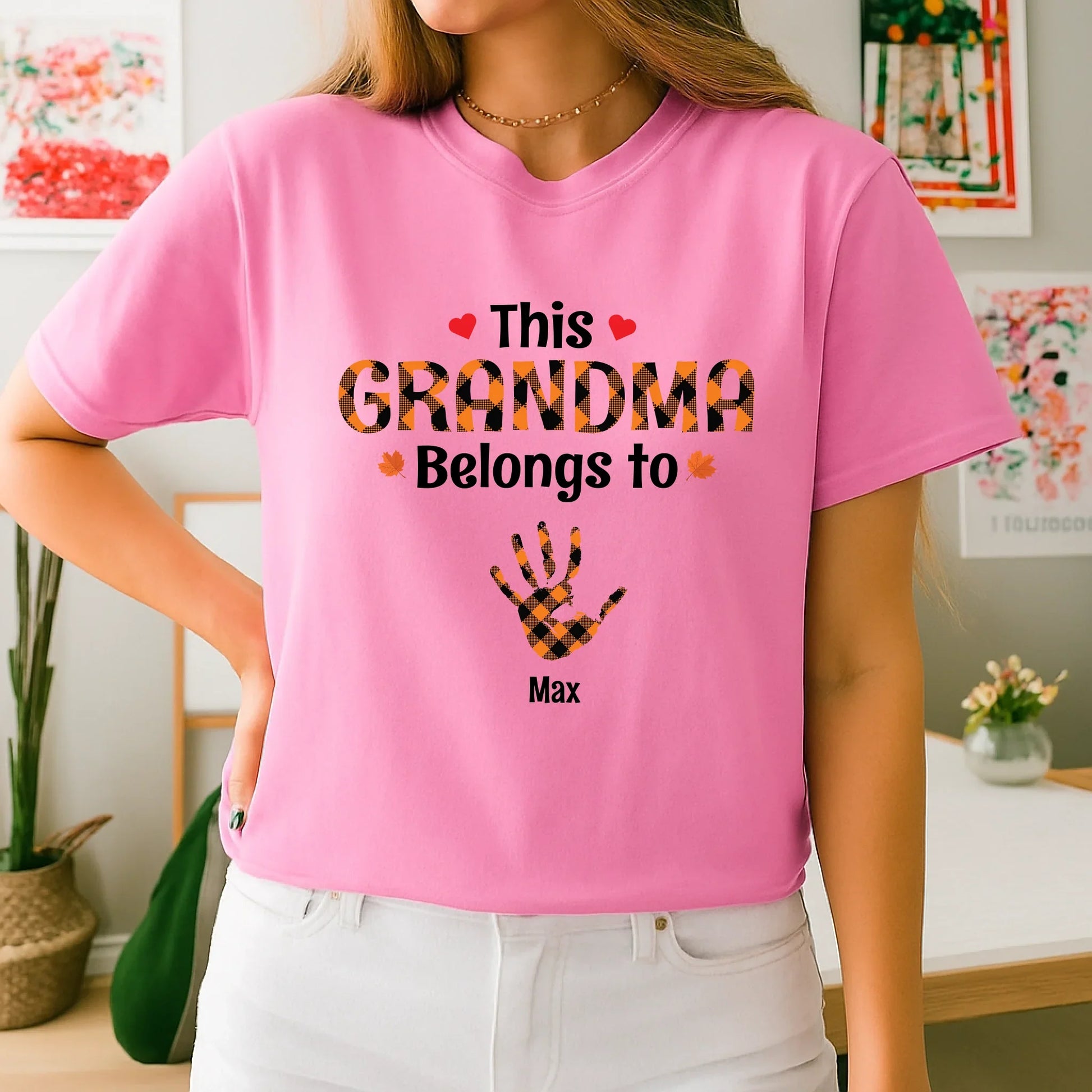 This Grandma/Nana Belongs To Shirt – Personalized Grandkids Names with Handprints Hoodie, Sweatshirt (Image 3)