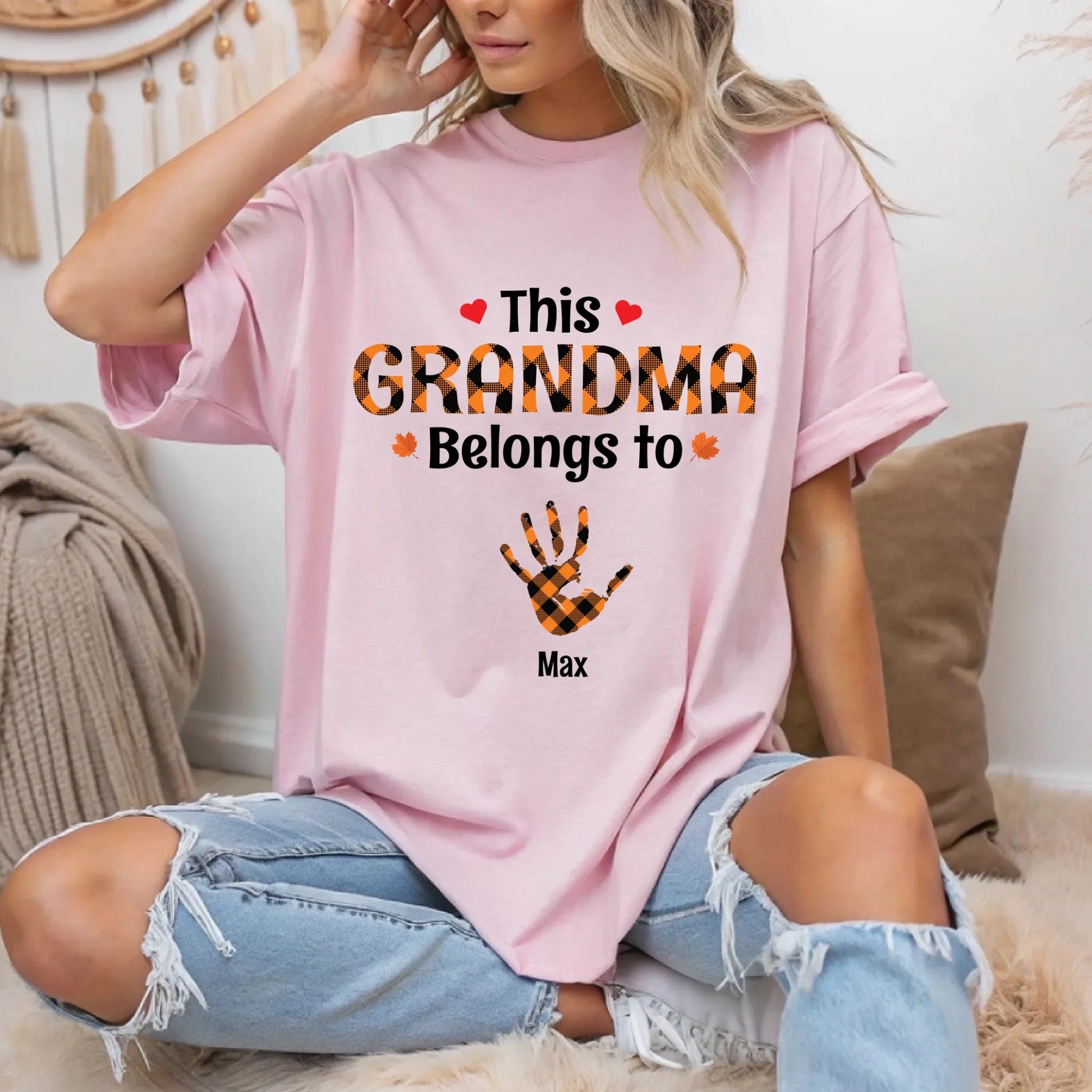 This Grandma/Nana Belongs To Shirt – Personalized Grandkids Names with Handprints Hoodie, Sweatshirt (Image 5)