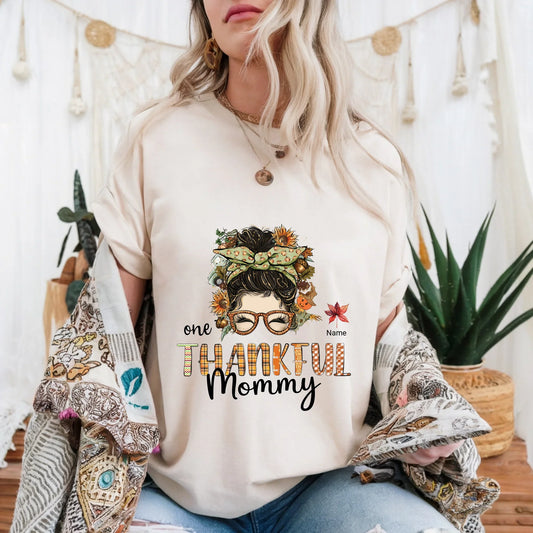 Personalized One Thankful Nana/Mommy Shirt – Custom Kids Names Fall Tee Hoodie, Sweatshirt | InkThreadWorks.com (Image 1)