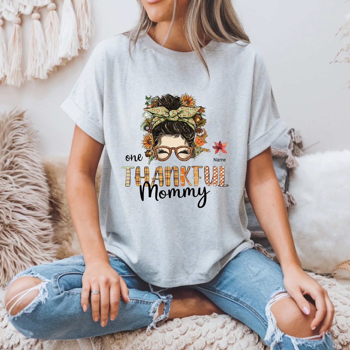 Personalized One Thankful Nana/Mommy Shirt – Custom Kids Names Fall Tee Hoodie, Sweatshirt | InkThreadWorks.com (Image 2)