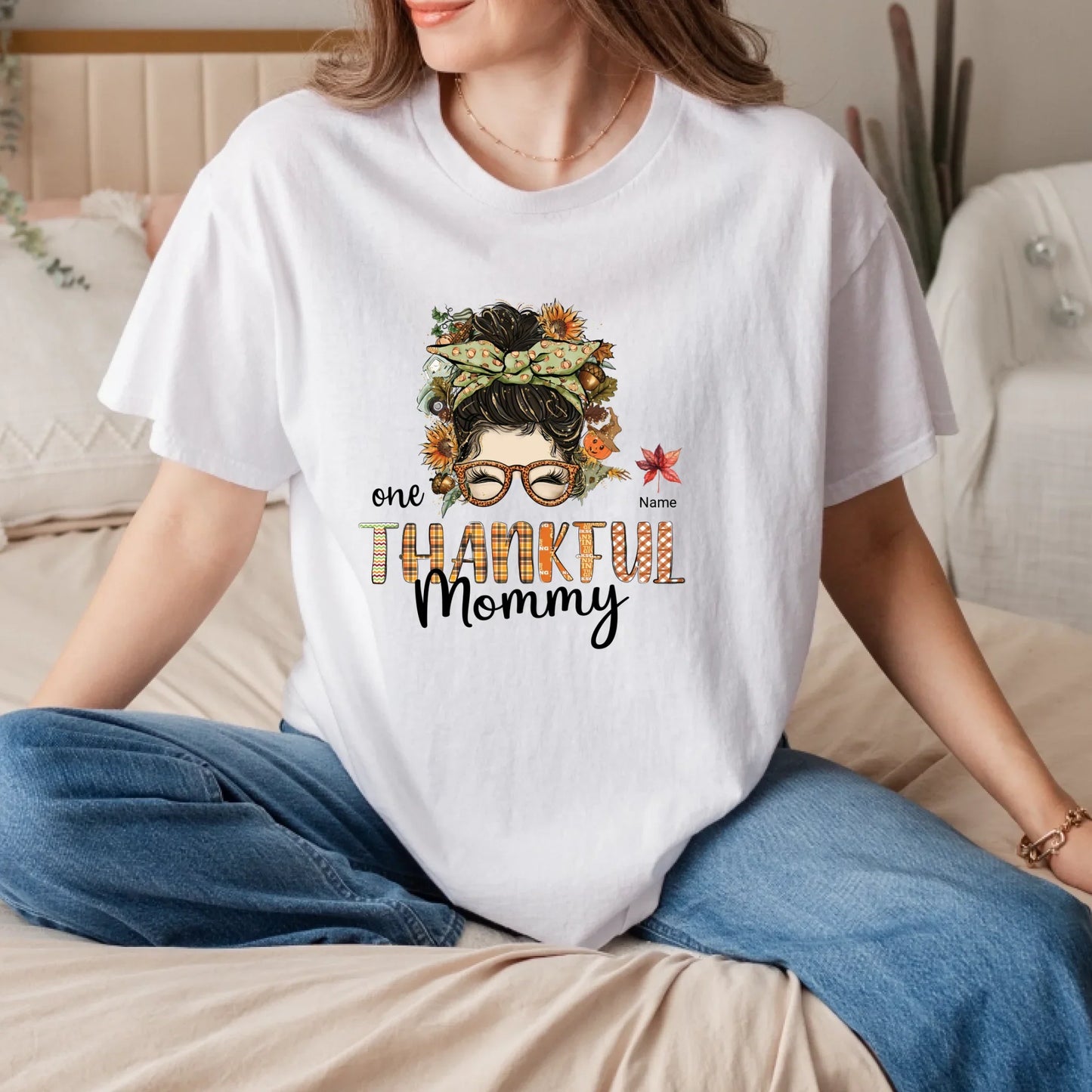 Personalized One Thankful Nana/Mommy Shirt – Custom Kids Names Fall Tee Hoodie, Sweatshirt | InkThreadWorks.com (Image 3)