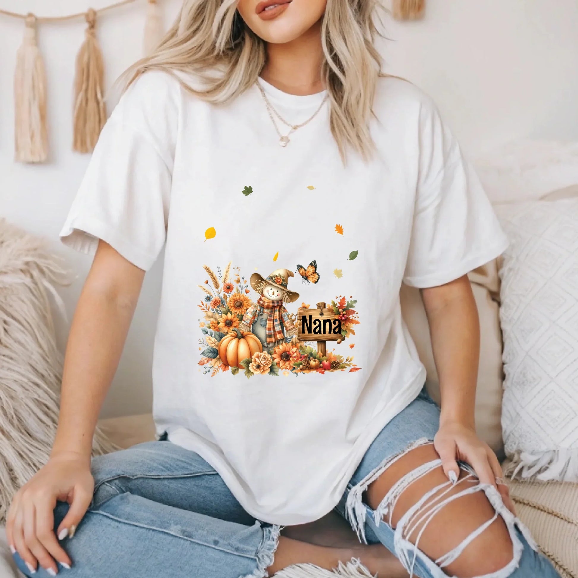 Personalized Fall Pumpkin Nana Shirt – Custom Grandkids Names Thanksgiving T-Shirt Hoodie, Sweatshirt (Image 1)
