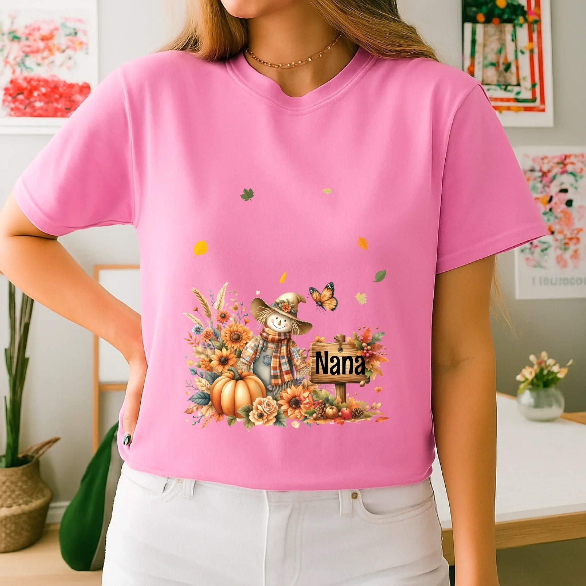 Personalized Fall Pumpkin Nana Shirt – Custom Grandkids Names Thanksgiving T-Shirt Hoodie, Sweatshirt (Image 3)