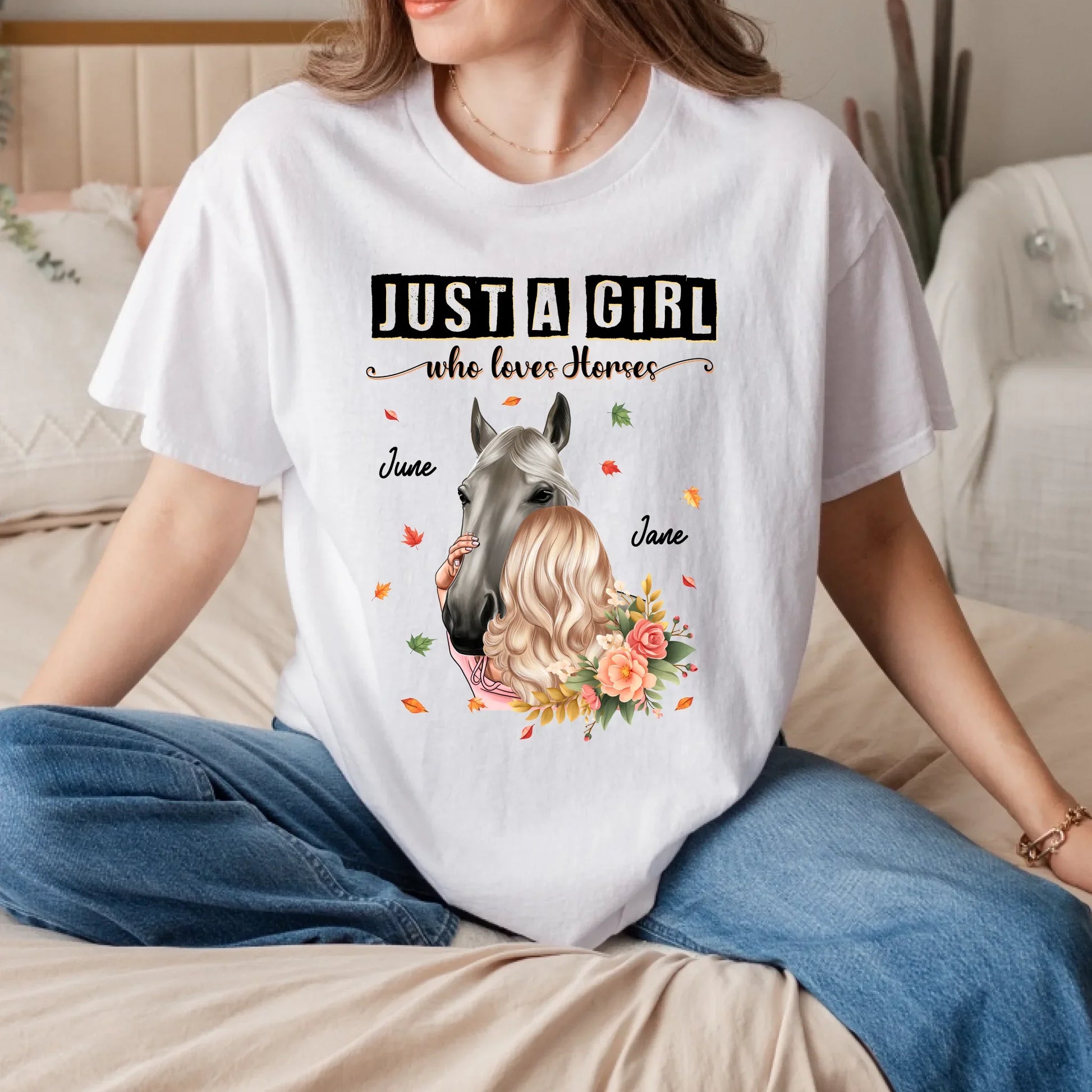 Personalized Horse Lover Shirt – Just a Girl Who Loves Horses – Custom Names & Characters Hoodie, Sweatshirt (Image 4)