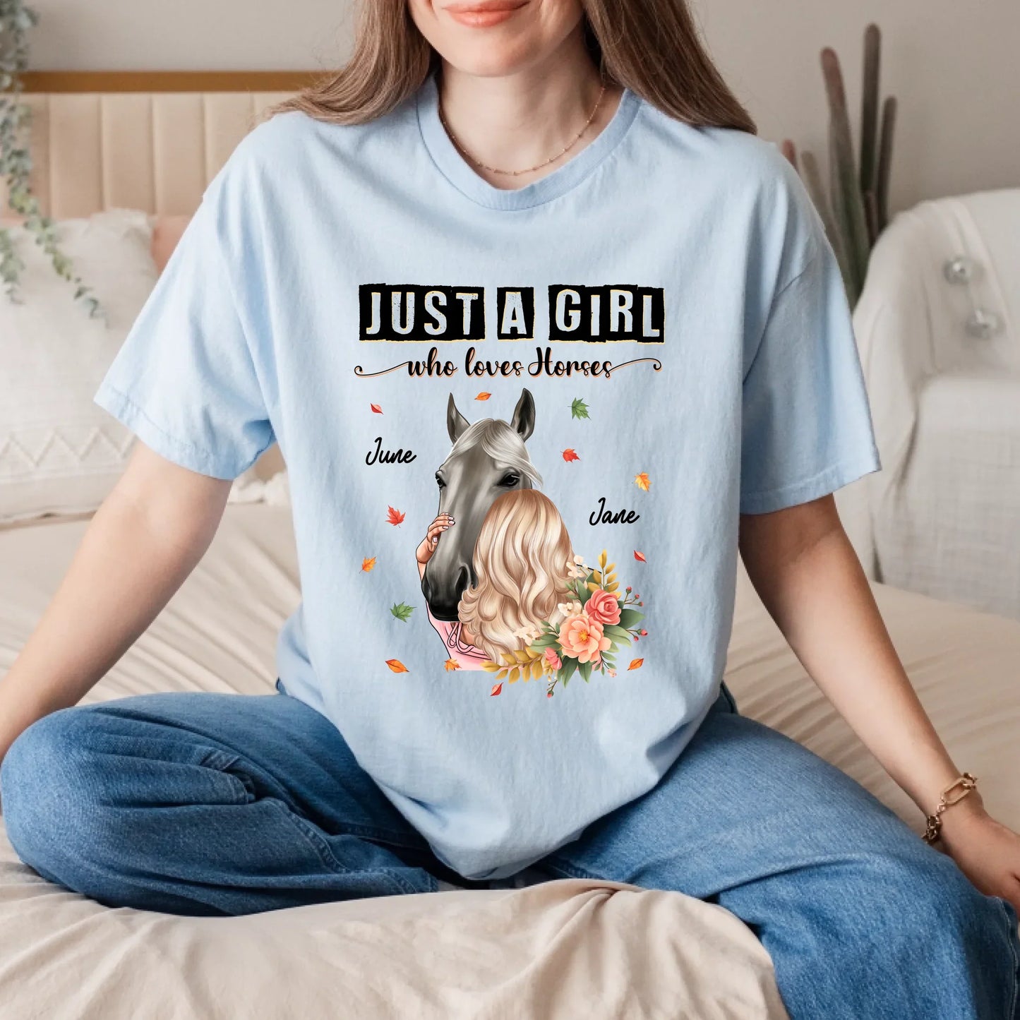 Personalized Horse Lover Shirt – Just a Girl Who Loves Horses – Custom Names & Characters Hoodie, Sweatshirt (Image 3)