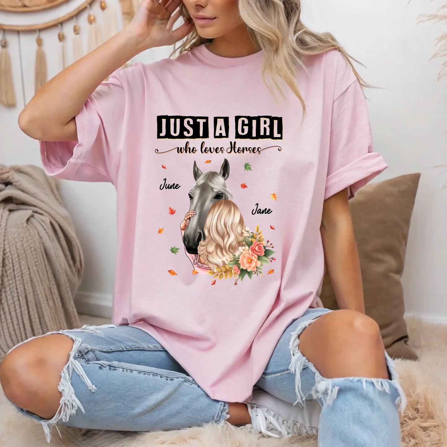 Personalized Horse Lover Shirt – Just a Girl Who Loves Horses – Custom Names & Characters Hoodie, Sweatshirt (Image 2)