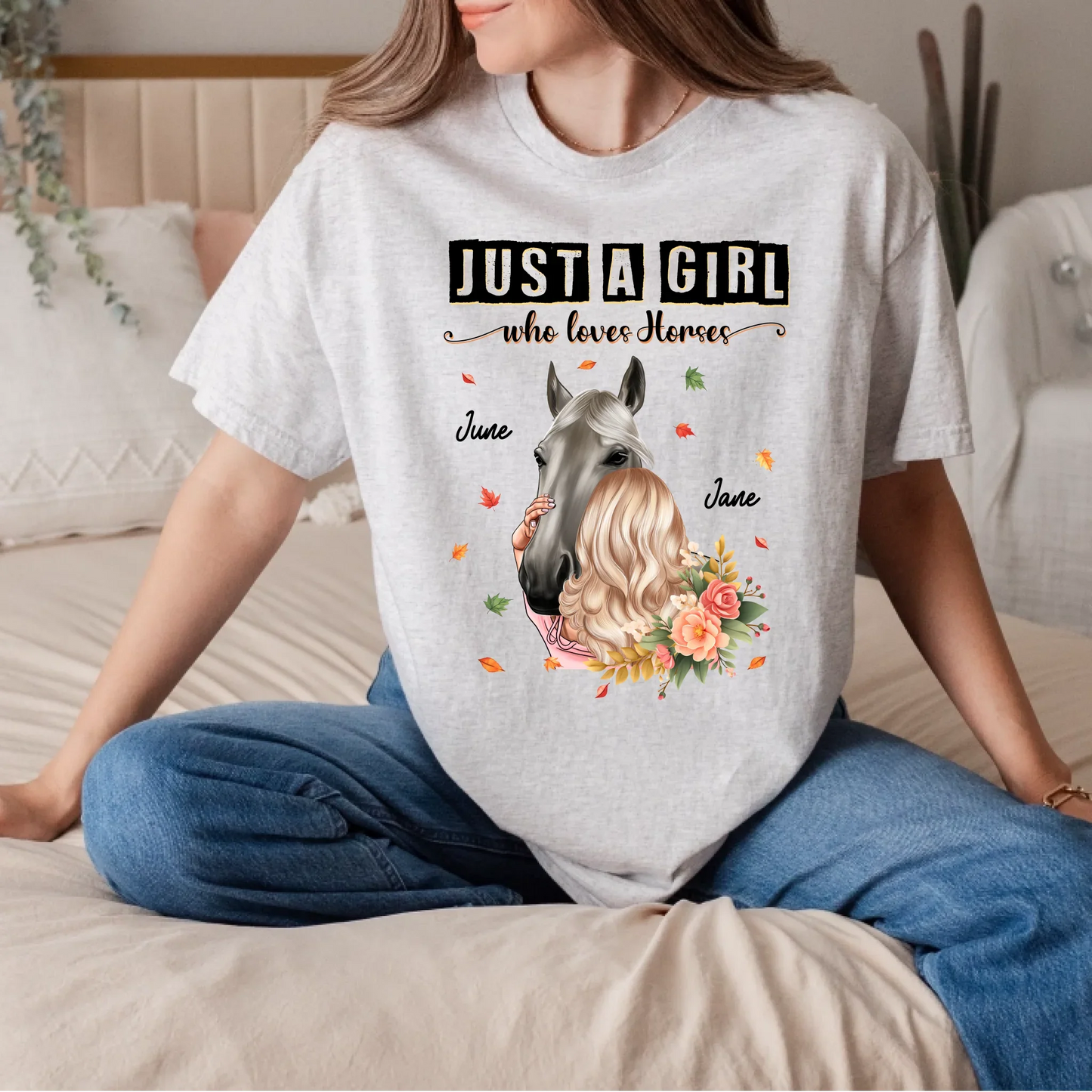 Personalized Horse Lover Shirt – Just a Girl Who Loves Horses – Custom Names & Characters Hoodie, Sweatshirt (Image 5)