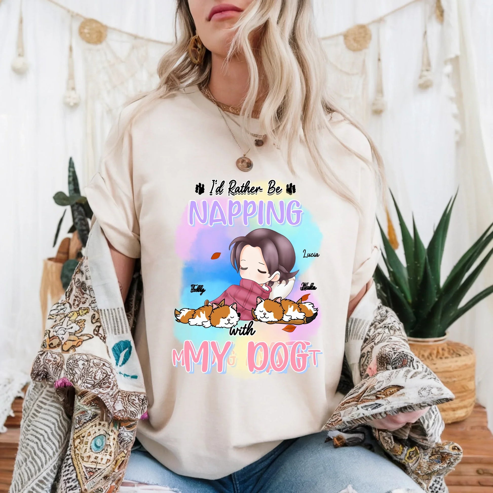 Personalized Napping with My Dog Shirt – Custom Pet Breed & Name – Cute Dog Lover Gift Hoodie, Sweatshirt (Image 1)