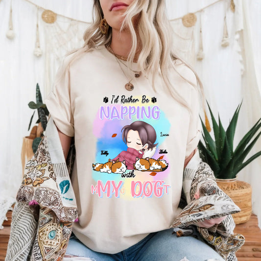 Personalized Napping with My Dog Shirt – Custom Pet Breed & Name – Cute Dog Lover Gift Hoodie, Sweatshirt (Image 1)