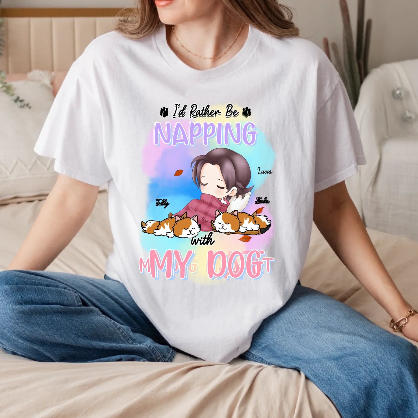 Personalized Napping with My Dog Shirt – Custom Pet Breed & Name – Cute Dog Lover Gift Hoodie, Sweatshirt (Image 4)