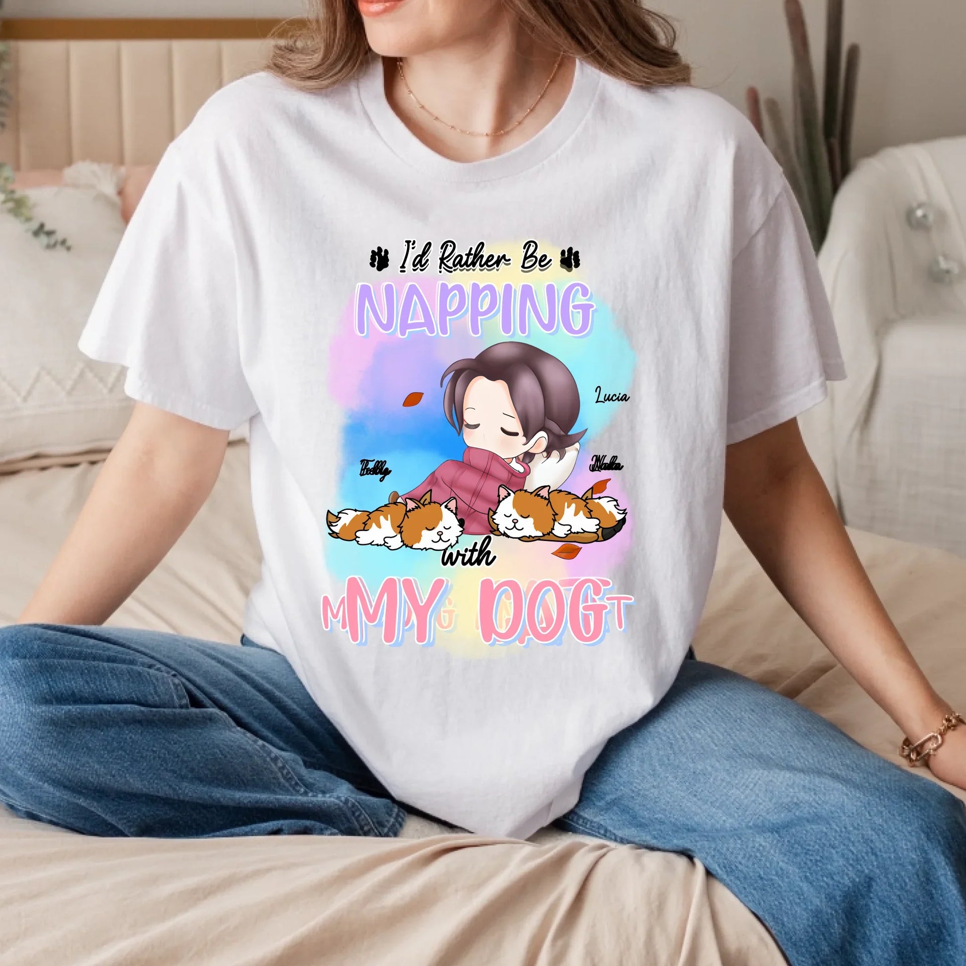 Personalized Napping with My Dog Shirt – Custom Pet Breed & Name – Cute Dog Lover Gift Hoodie, Sweatshirt (Image 4)