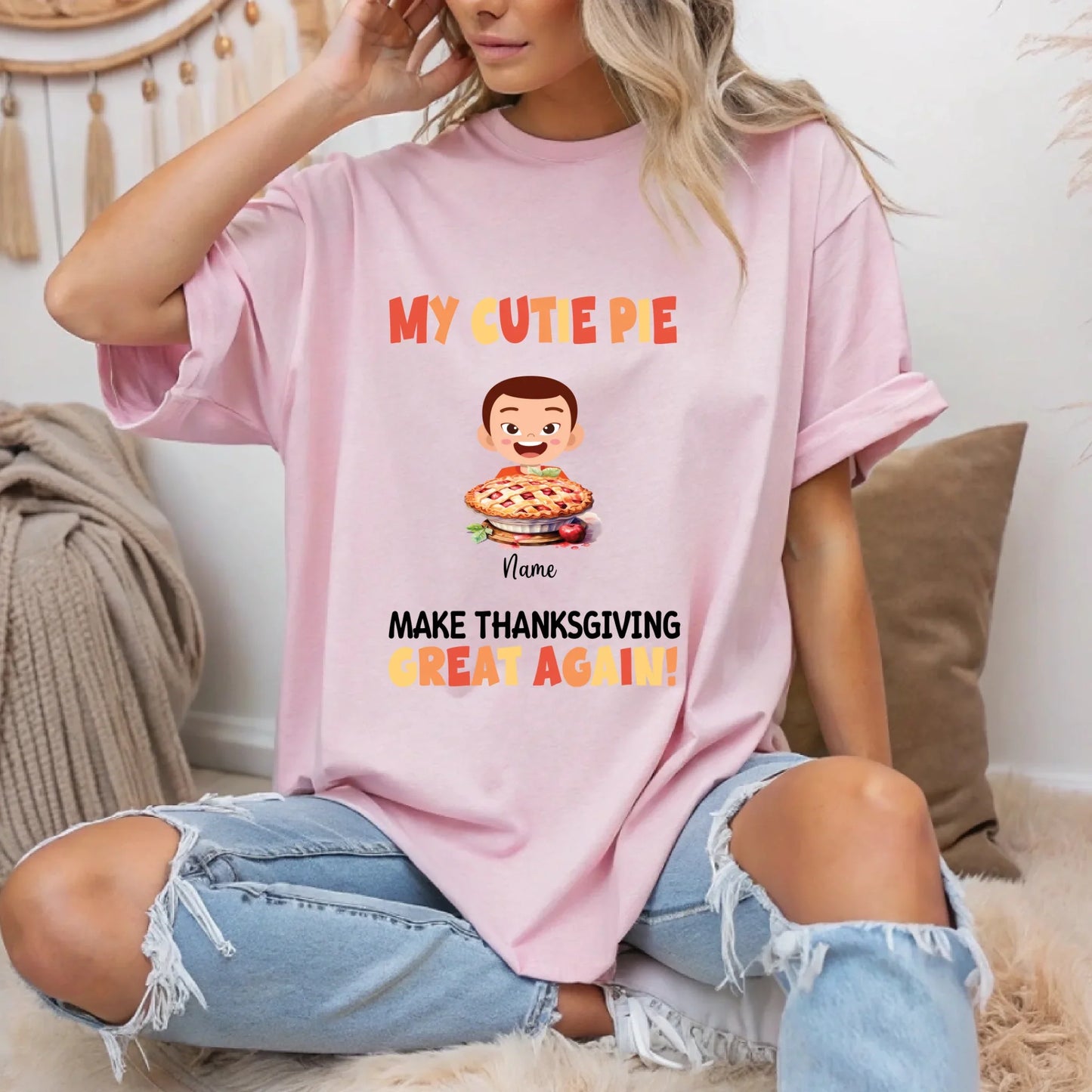 Personalized Thanksgiving Shirt – My Cute Pies – Custom Names & Characters for Family Hoodie, Sweatshirt (Image 3)