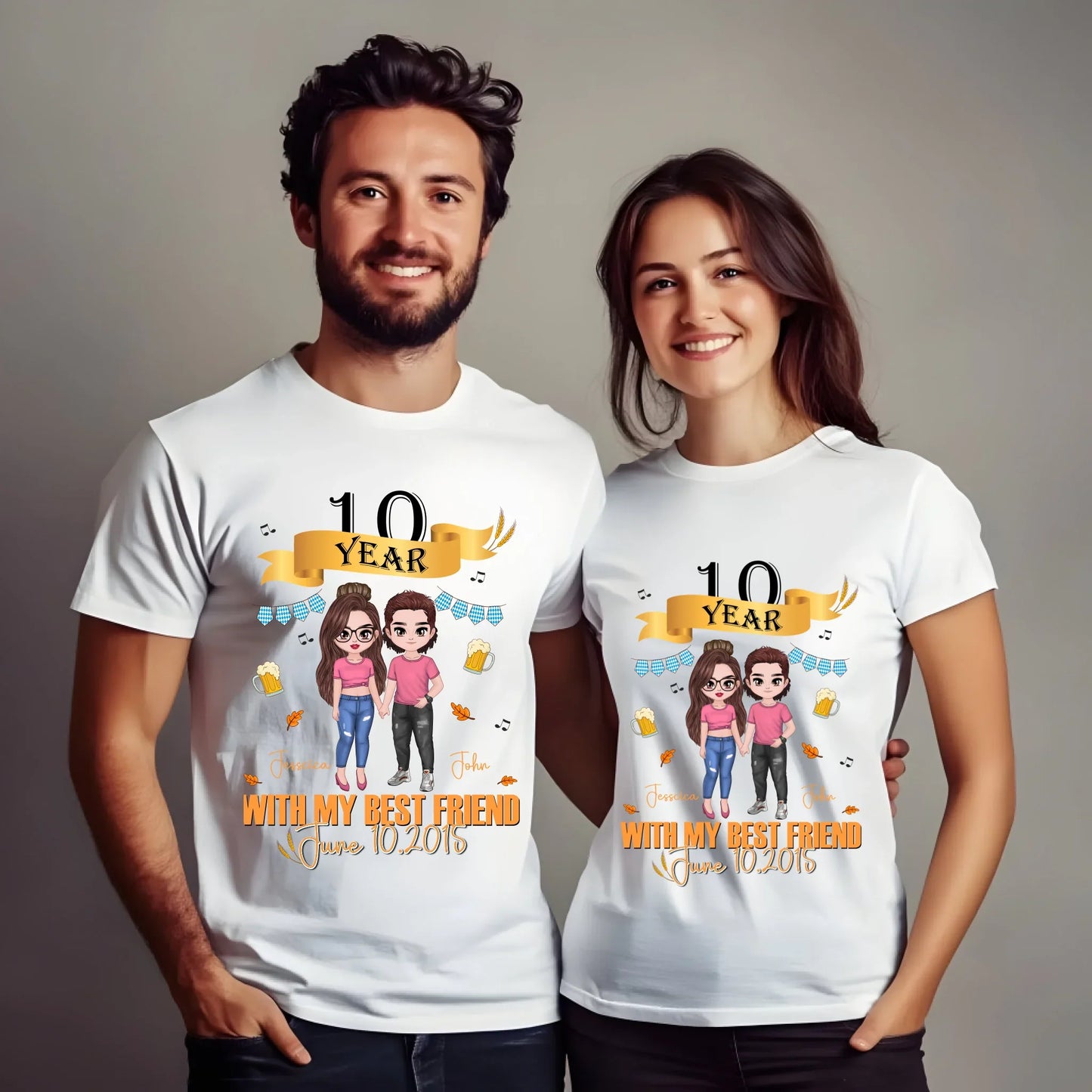 Personalized Anniversary Shirt – With My Best Friend – Custom Names, Characters & Year Hoodie, Sweatshirt (Image 1)