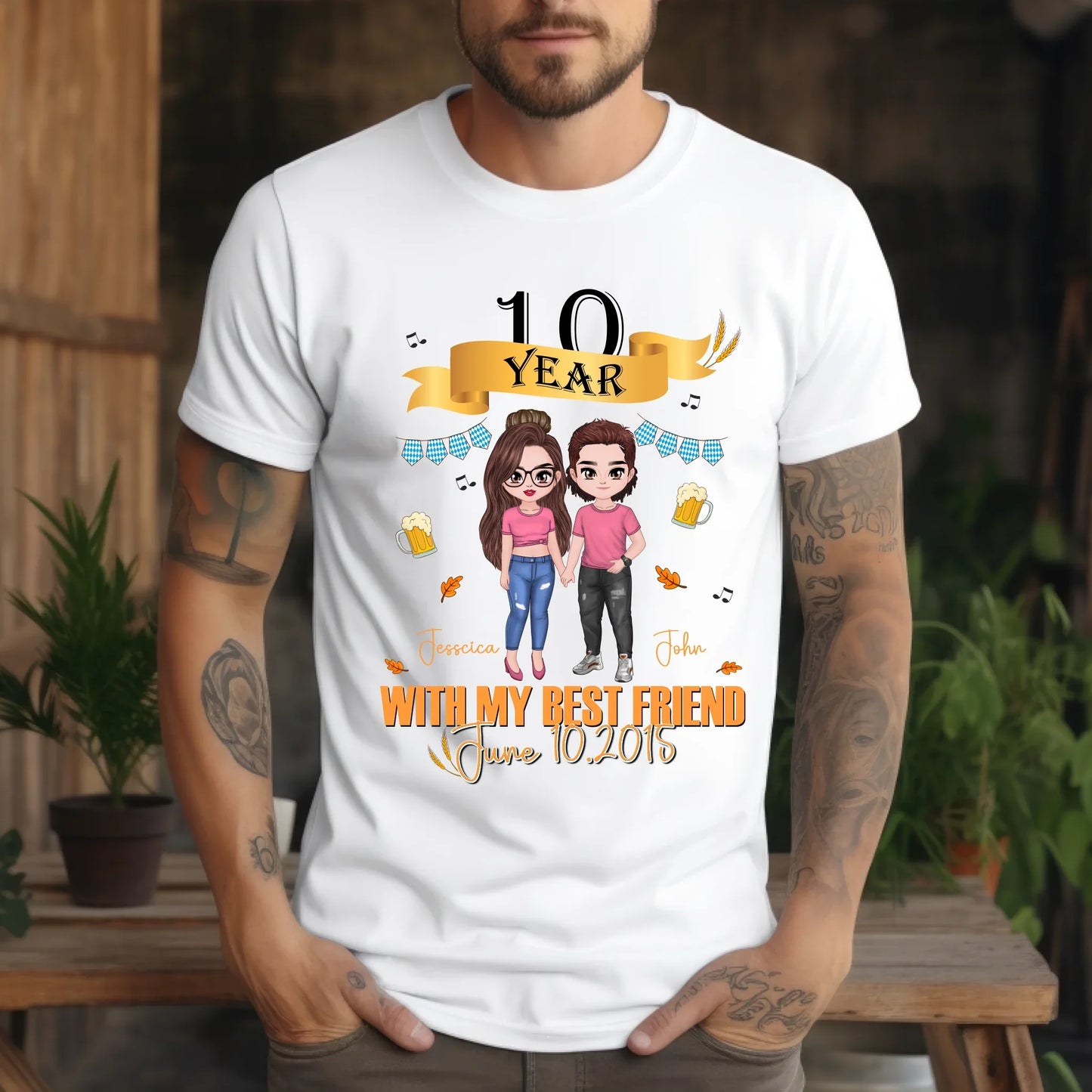 Personalized Anniversary Shirt – With My Best Friend – Custom Names, Characters & Year Hoodie, Sweatshirt (Image 3)