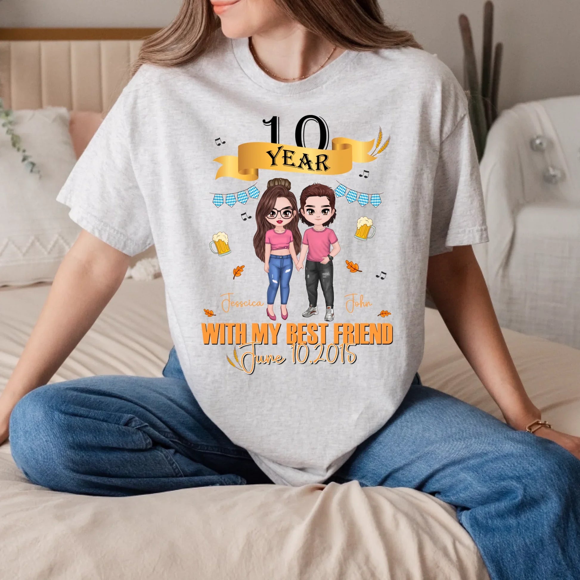 Personalized Anniversary Shirt – With My Best Friend – Custom Names, Characters & Year Hoodie, Sweatshirt (Image 4)