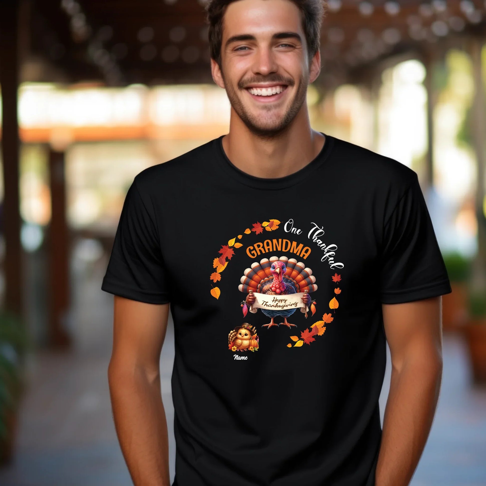 Personalized One Thankful Grandma/Grandpa Thanksgiving Shirt – Custom Names & Family Members – Turkey Fall Tee... (Image 2)