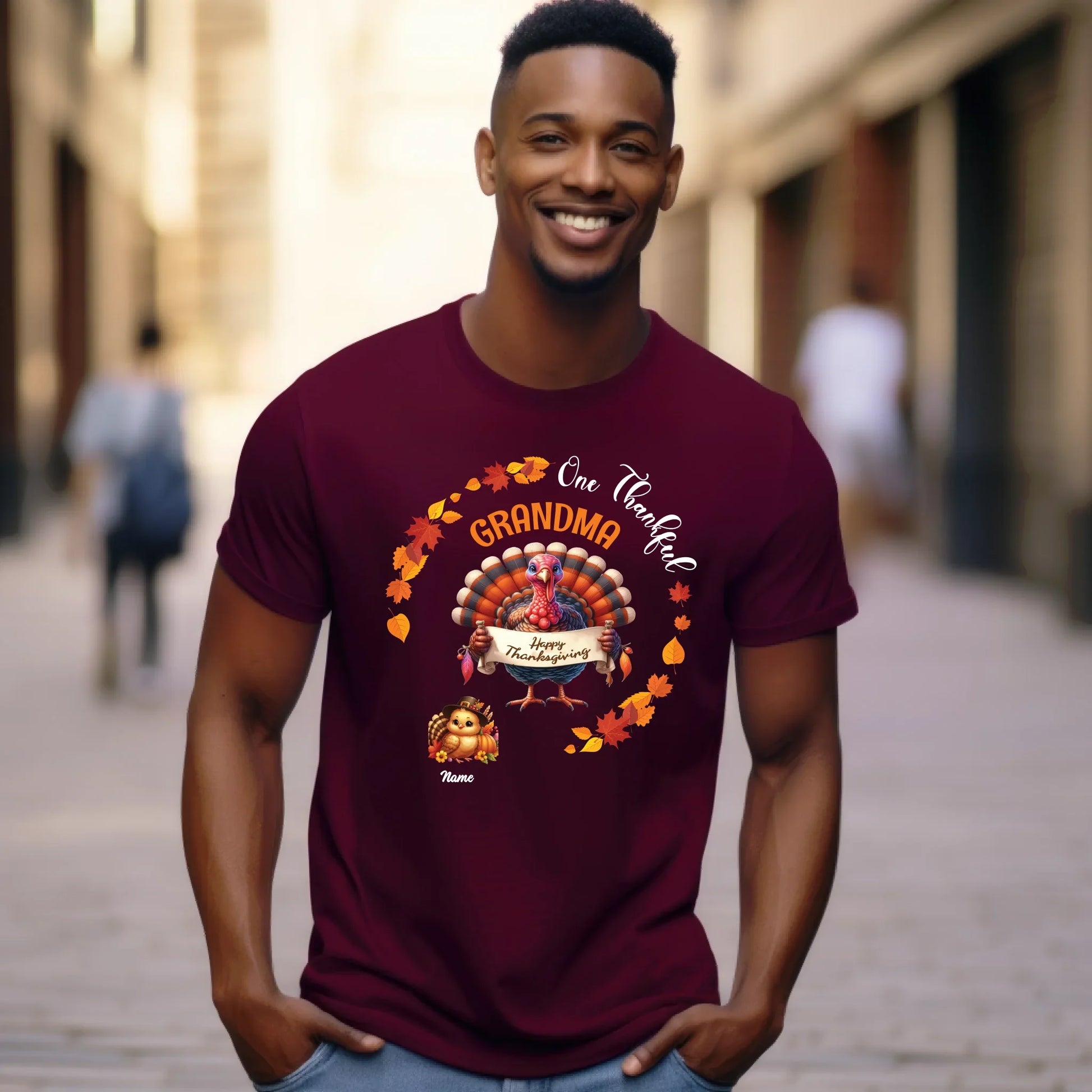 Personalized One Thankful Grandma/Grandpa Thanksgiving Shirt – Custom Names & Family Members – Turkey Fall Tee... (Image 4)