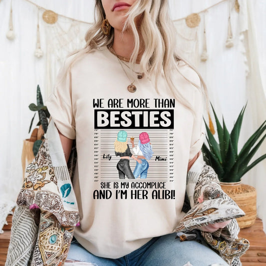 Personalized Best Friend Shirt – We Are More Than Besties – Custom Names & Characters Hoodie, Sweatshirt (Image 1)