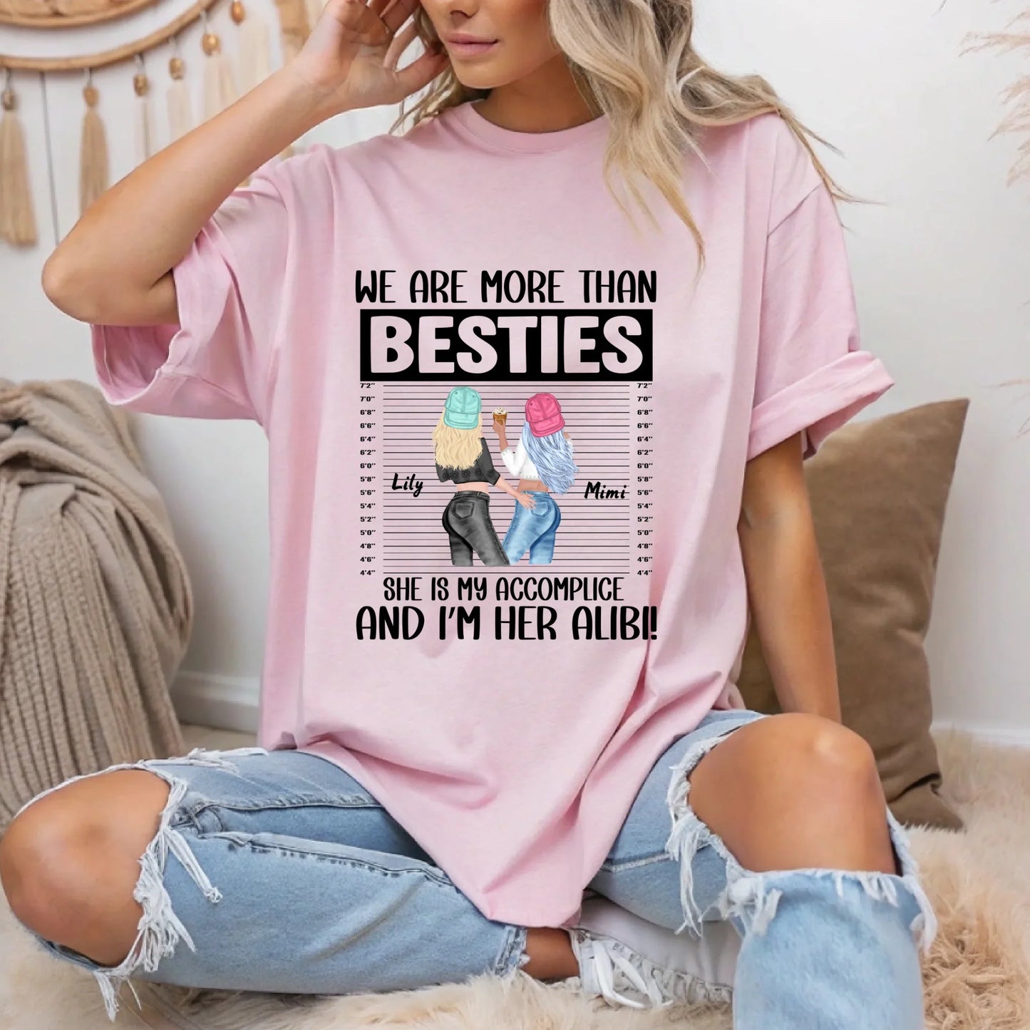 Personalized Best Friend Shirt – We Are More Than Besties – Custom Names & Characters Hoodie, Sweatshirt (Image 2)