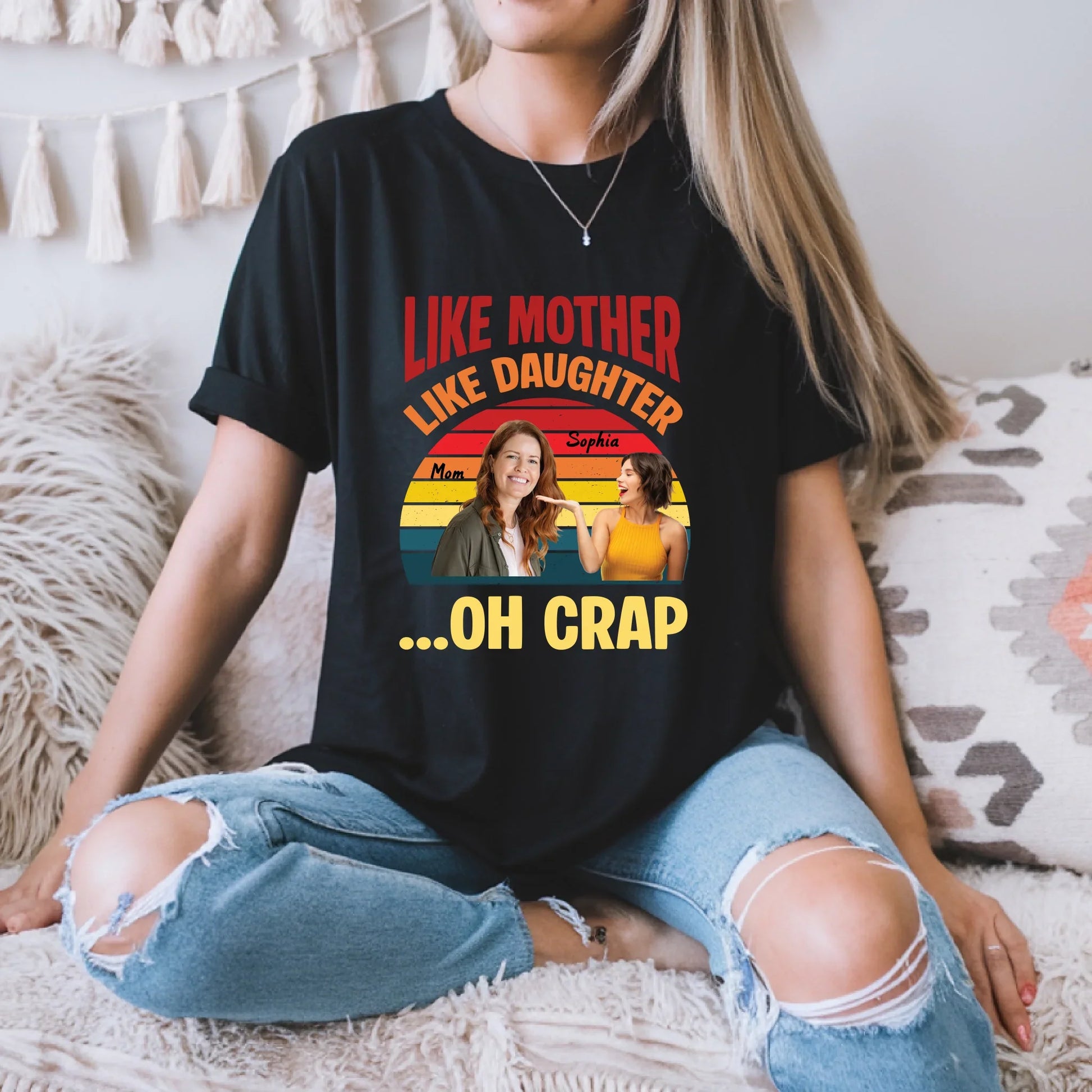 Personalized Mother Daughter Shirt – Like Mother Like Daughter Oh Crap – Custom Photo & Names Hoodie, Sweatshirt (Image 1)