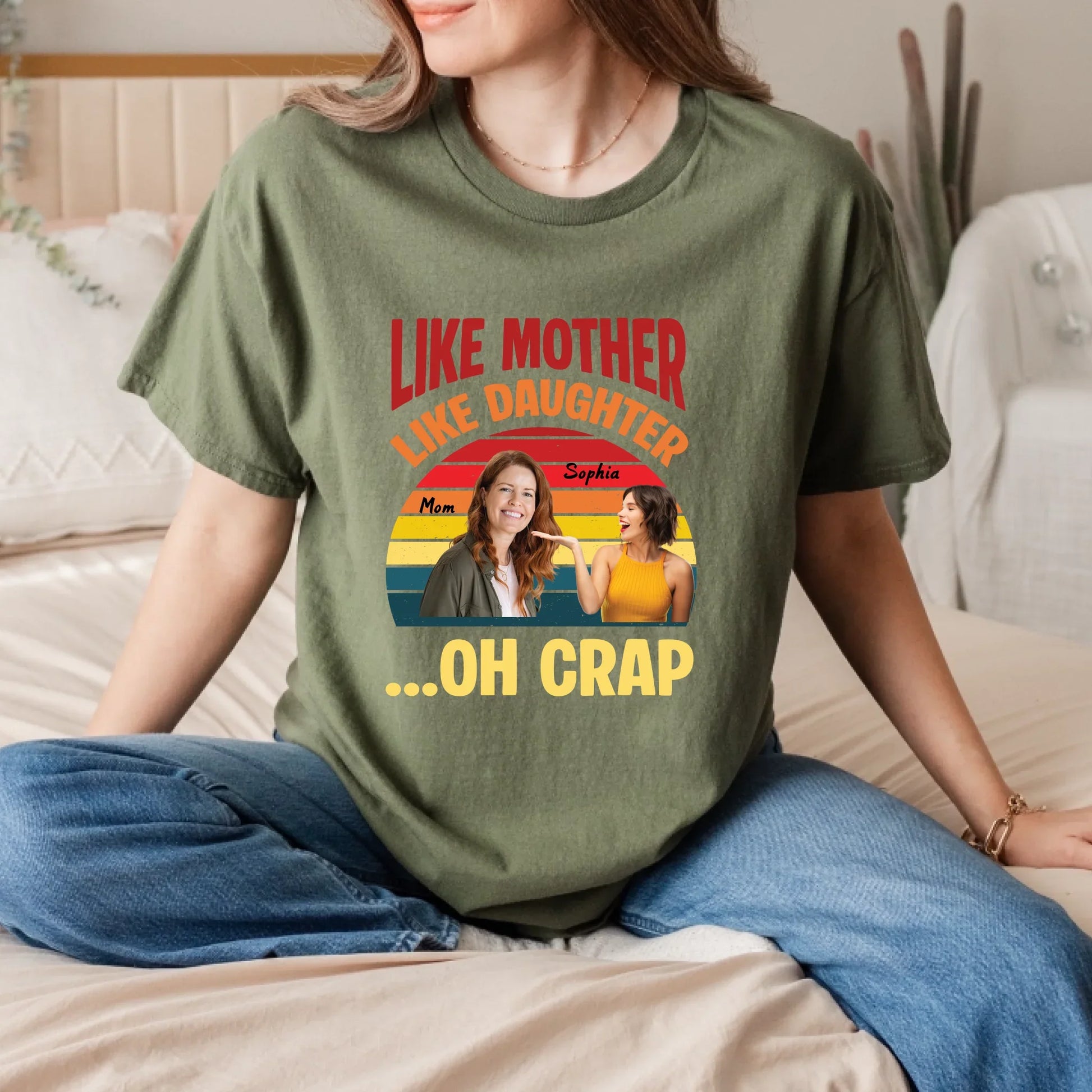 Personalized Mother Daughter Shirt – Like Mother Like Daughter Oh Crap – Custom Photo & Names Hoodie, Sweatshirt (Image 4)