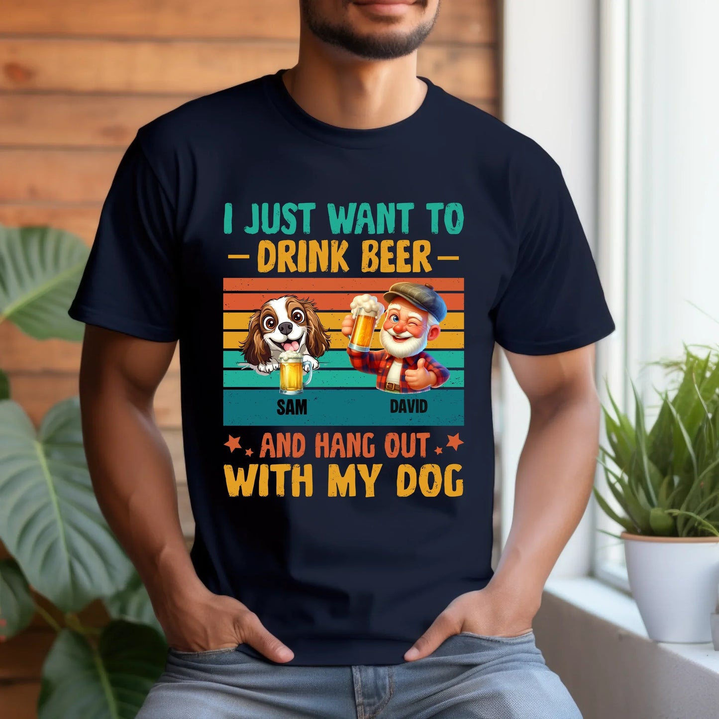 Personalized I Just Want to Drink Beer and Hang Out with My Dogs Shirt – Custom Dog Names & Number of Dogs –... (Image 2)