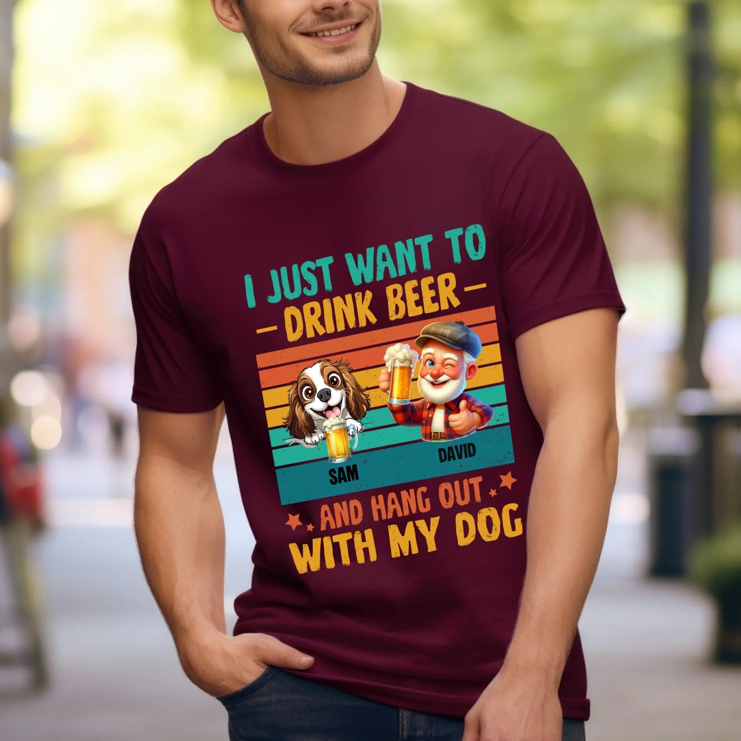 Personalized I Just Want to Drink Beer and Hang Out with My Dogs Shirt – Custom Dog Names & Number of Dogs –... (Image 4)