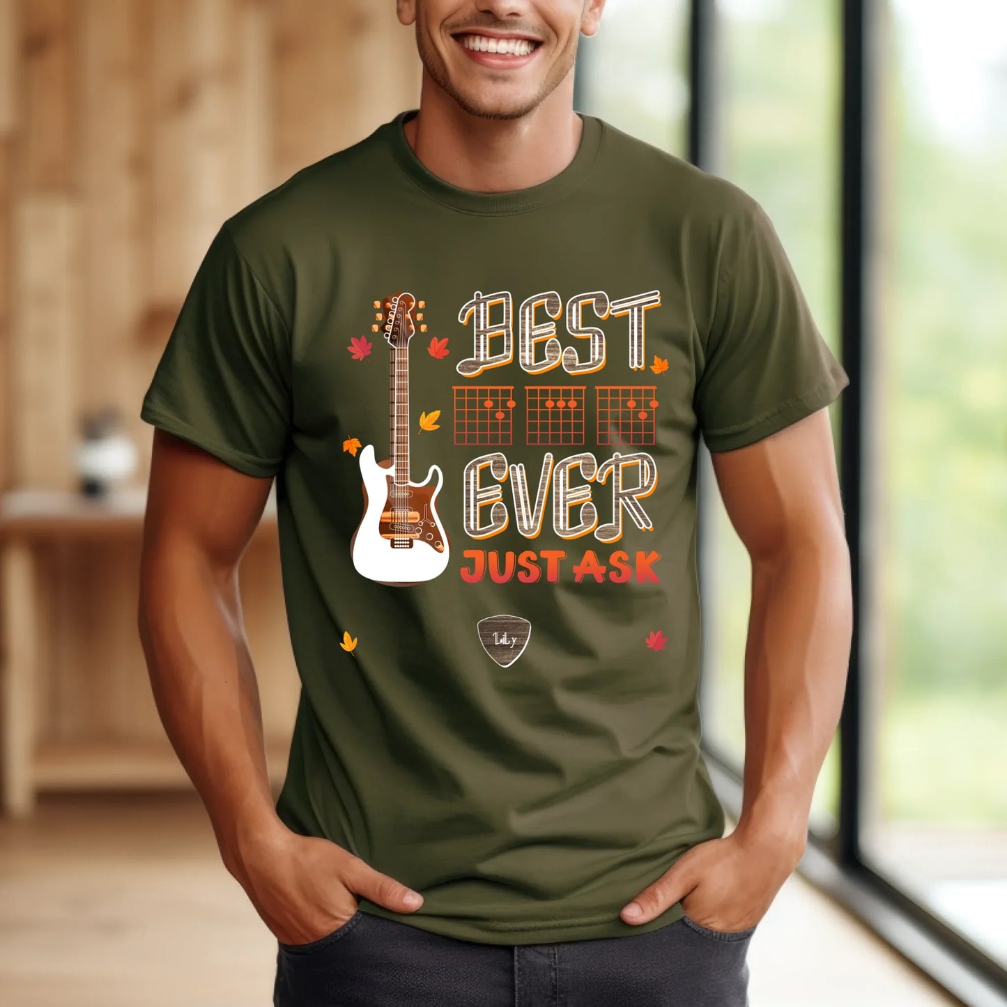 Personalized Best  Dad Ever Shirt – Custom Guitar Style & Names – Music Lover Gift Hoodie, Sweatshirt (Image 3)