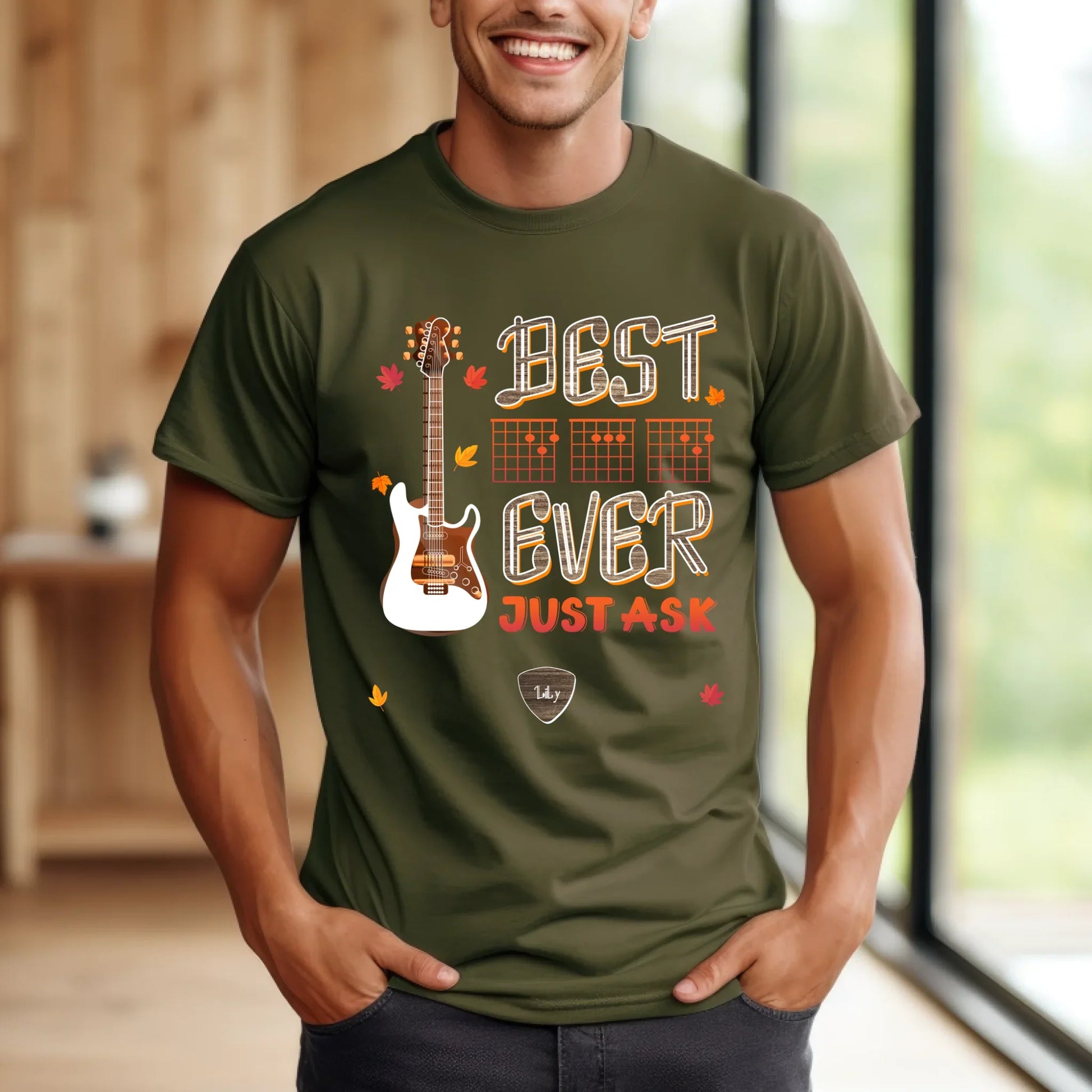 Personalized Best  Dad Ever Shirt – Custom Guitar Style & Names – Music Lover Gift Hoodie, Sweatshirt (Image 3)