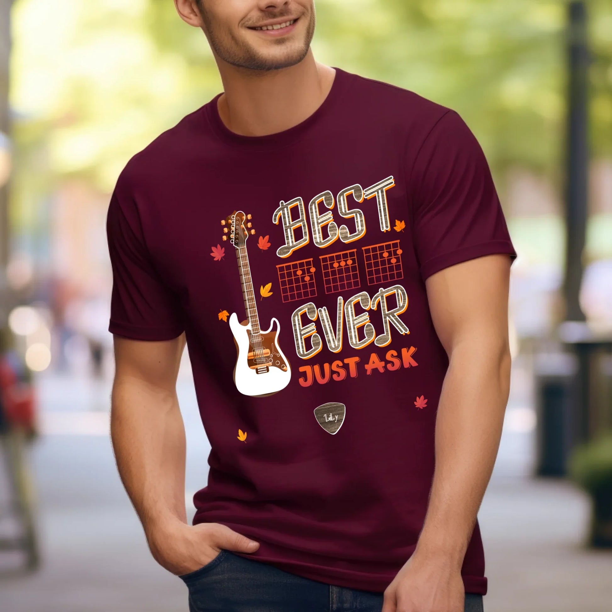 Personalized Best  Dad Ever Shirt – Custom Guitar Style & Names – Music Lover Gift Hoodie, Sweatshirt (Image 4)
