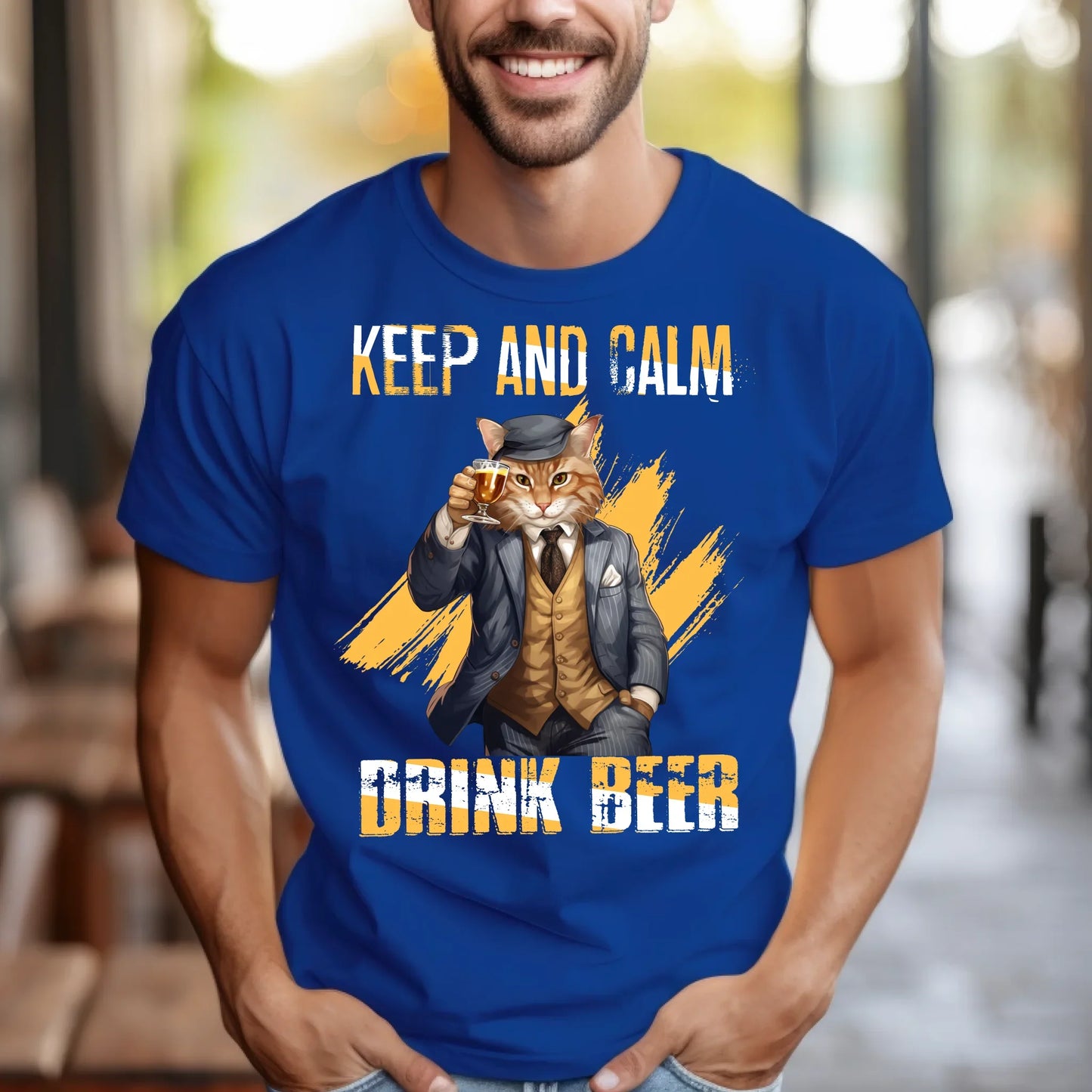 Custom “Keep and Calm Drink Beer” T-Shirt – Personalized Cat Design for Beer Lovers Hoodie, Sweatshirt (Image 5)