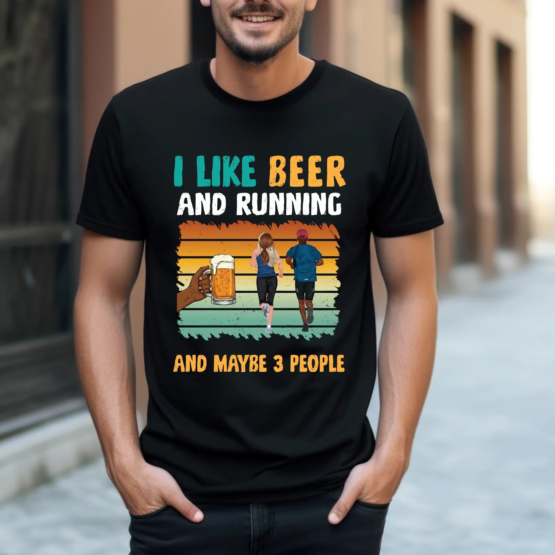 Personalized Beer and Running Shirt – I Like Beer and Running And Maybe 3 People – Custom Name & Character... (Image 2)