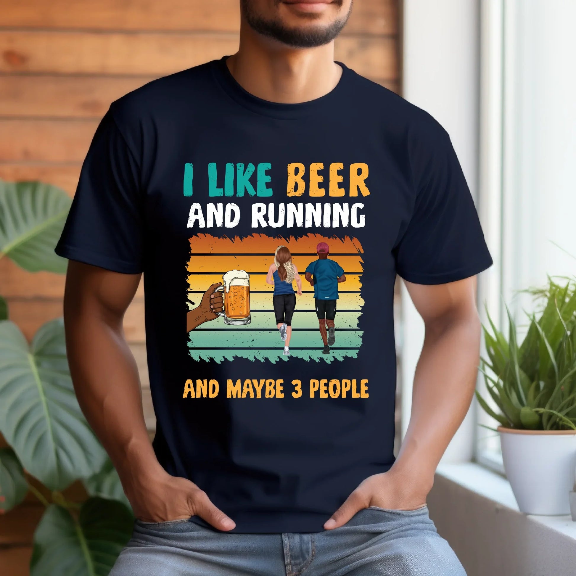 Personalized Beer and Running Shirt – I Like Beer and Running And Maybe 3 People – Custom Name & Character... (Image 3)