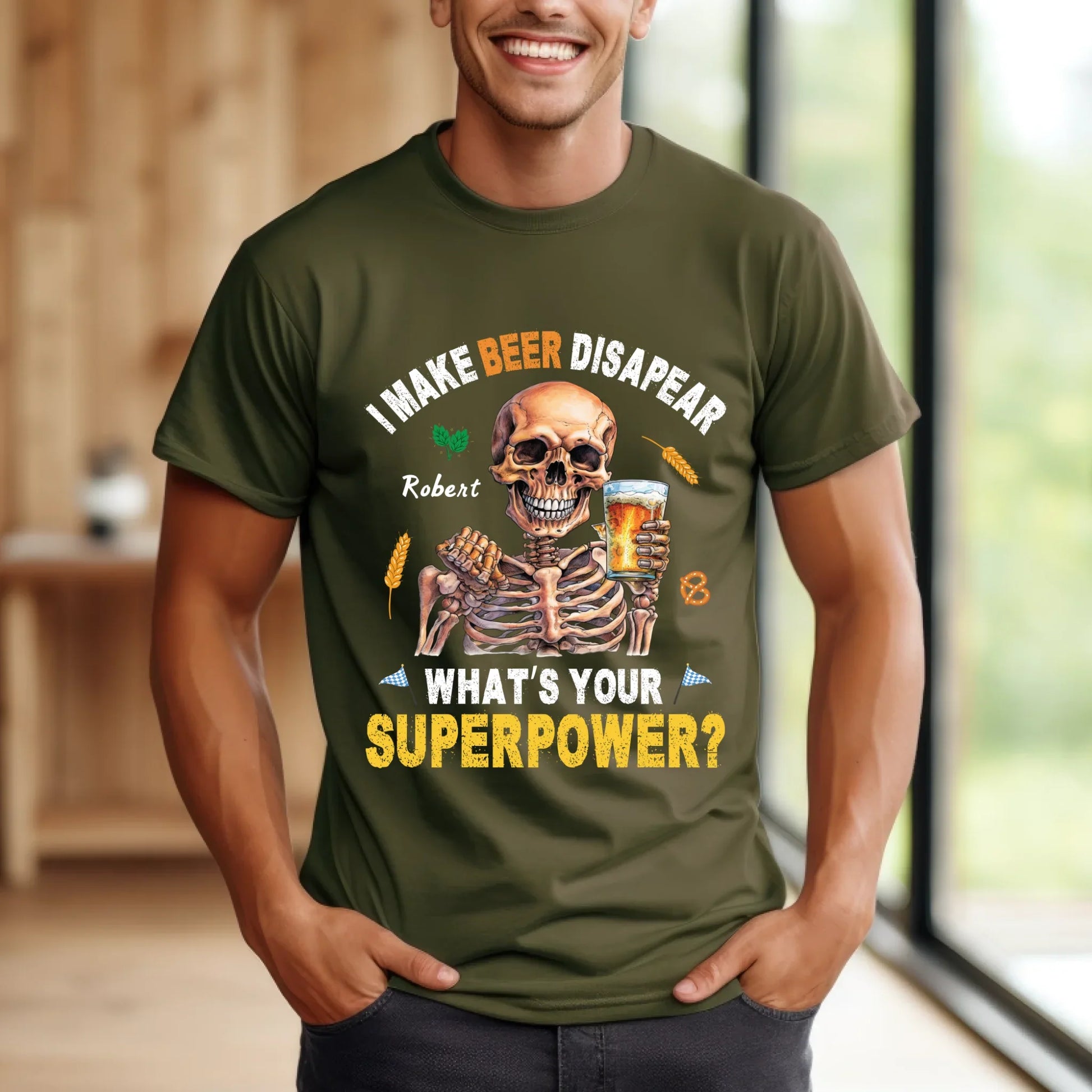 Personalized Beer Lover Shirt – I Make Beer Disappear What’s Your Superpower – Custom Name Hoodie, Sweatshirt (Image 3)