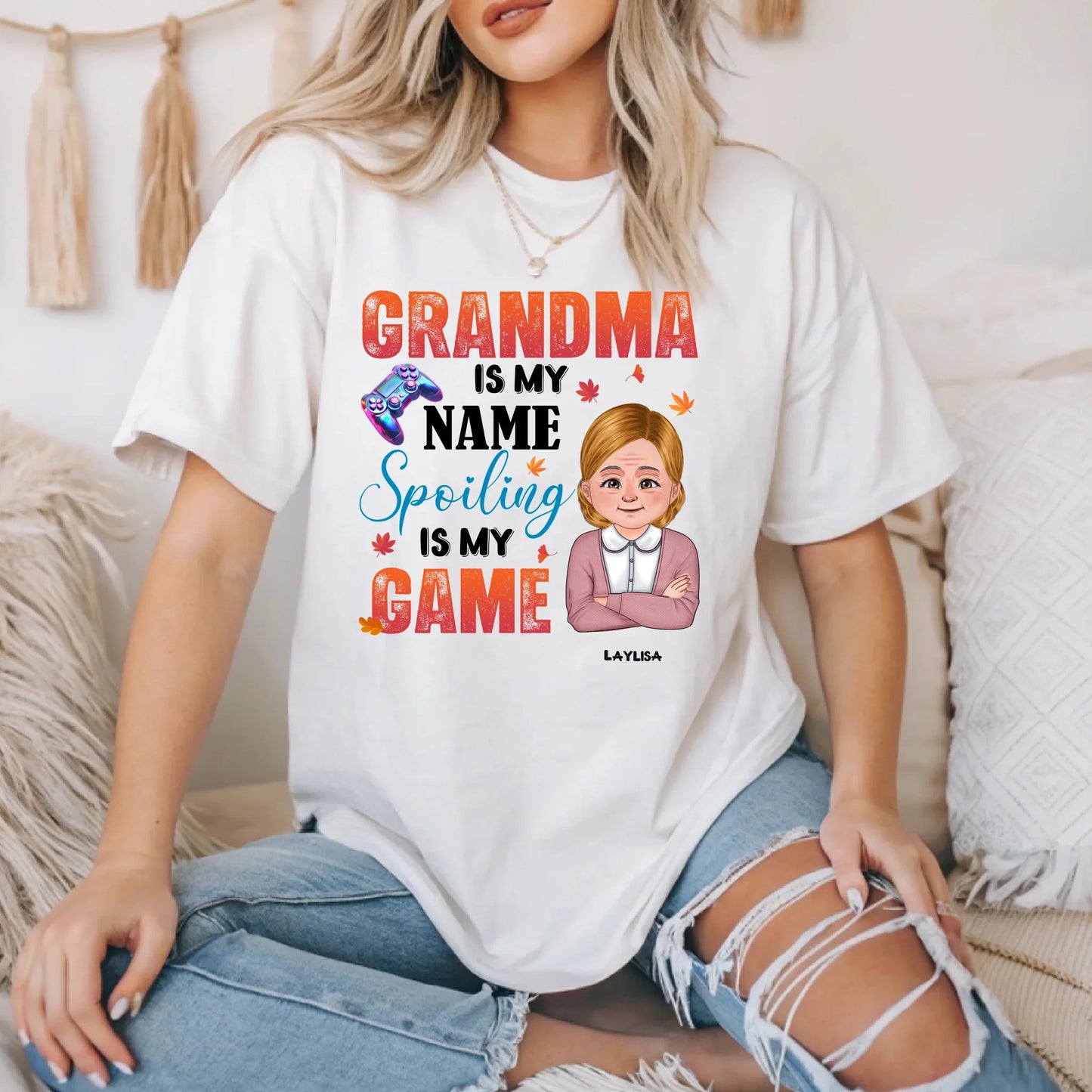 Personalized Grandma & Grandpa Shirt – “Is My Name, Spoiling Is My Game” – Custom Name & Character Hoodie,... (Image 1)