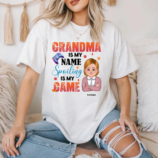 Personalized Grandma & Grandpa Shirt – “Is My Name, Spoiling Is My Game” – Custom Name & Character Hoodie,... (Image 1)