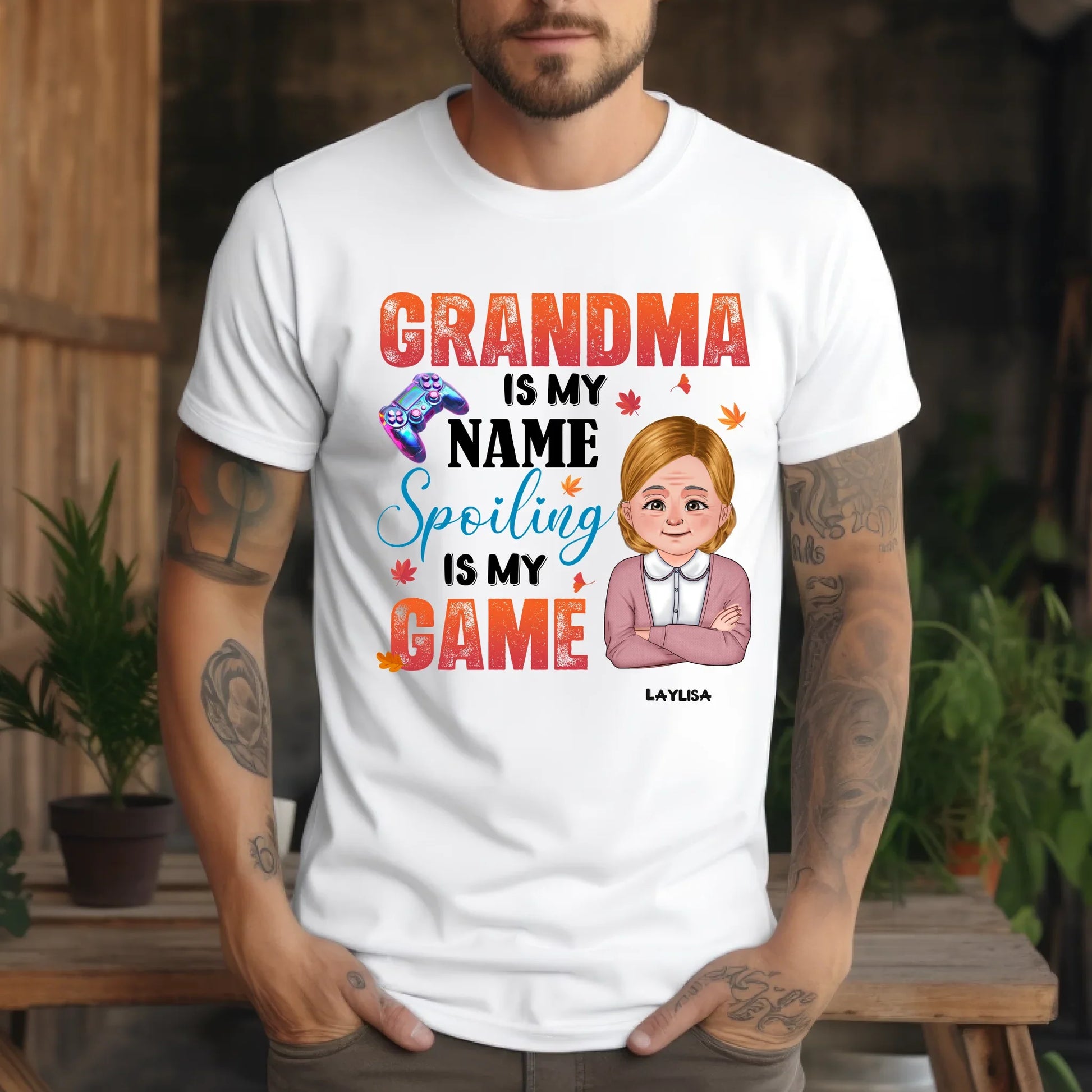 Personalized Grandma & Grandpa Shirt – “Is My Name, Spoiling Is My Game” – Custom Name & Character Hoodie,... (Image 2)