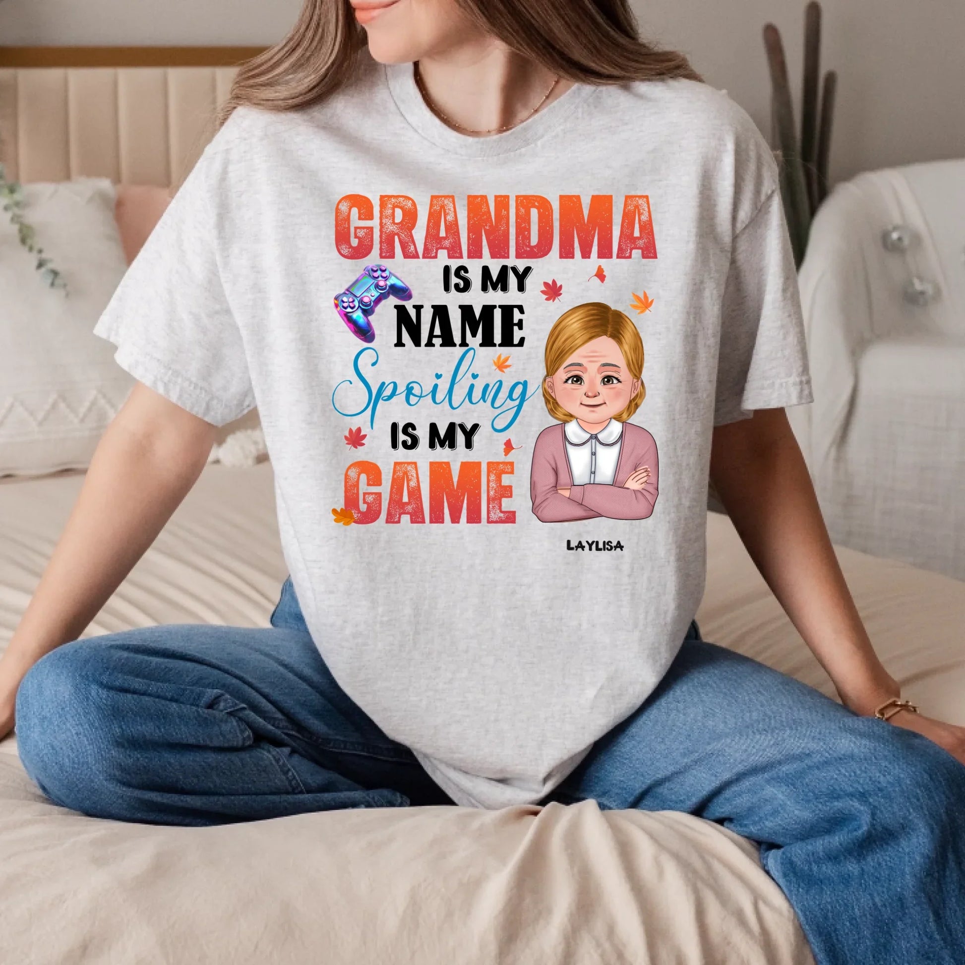 Personalized Grandma & Grandpa Shirt – “Is My Name, Spoiling Is My Game” – Custom Name & Character Hoodie,... (Image 3)