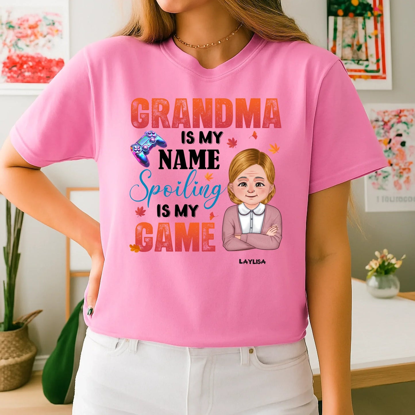 Personalized Grandma & Grandpa Shirt – “Is My Name, Spoiling Is My Game” – Custom Name & Character Hoodie,... (Image 4)